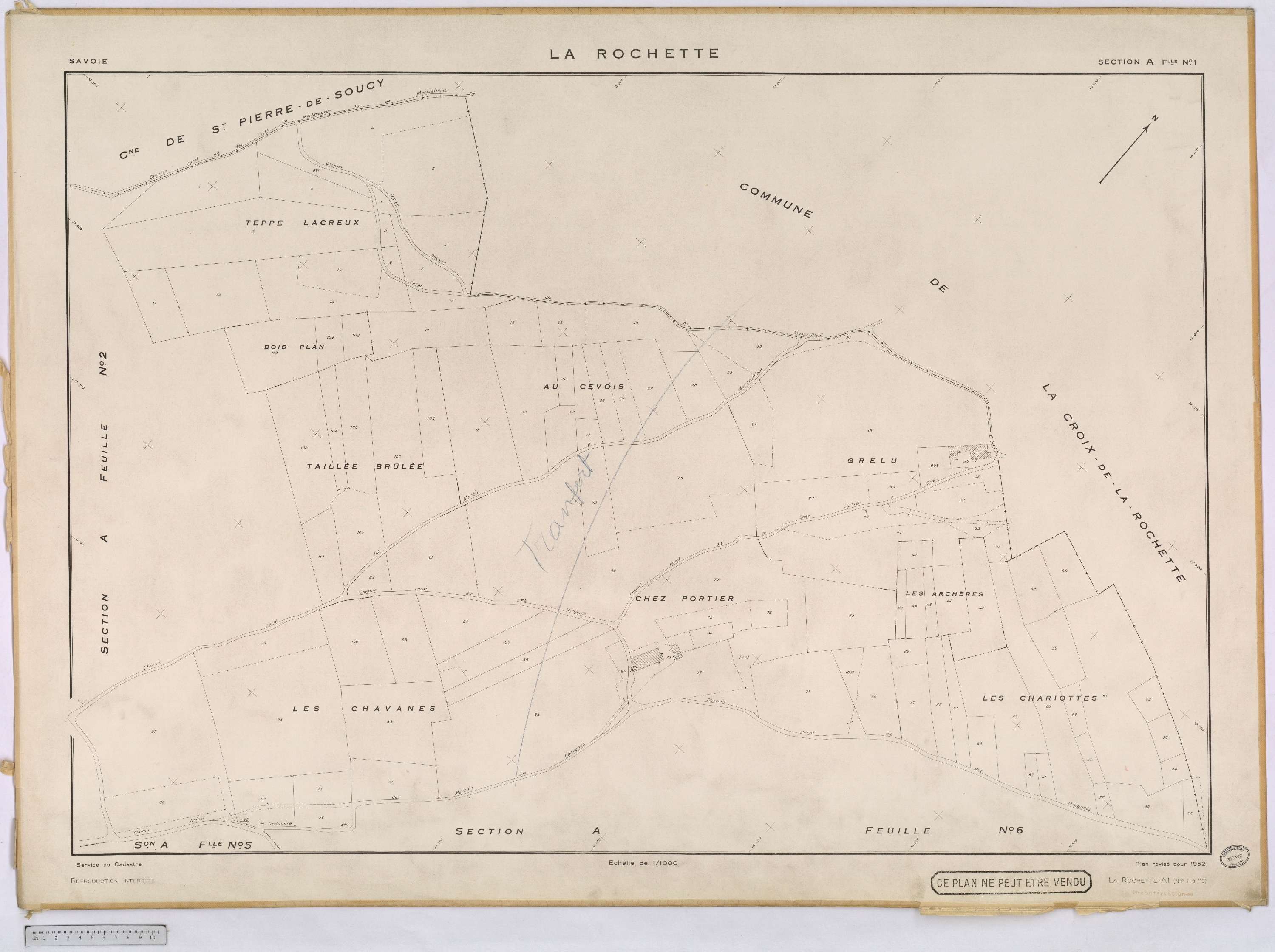 La Rochette - Cadastre rénové, version définitive (1952).