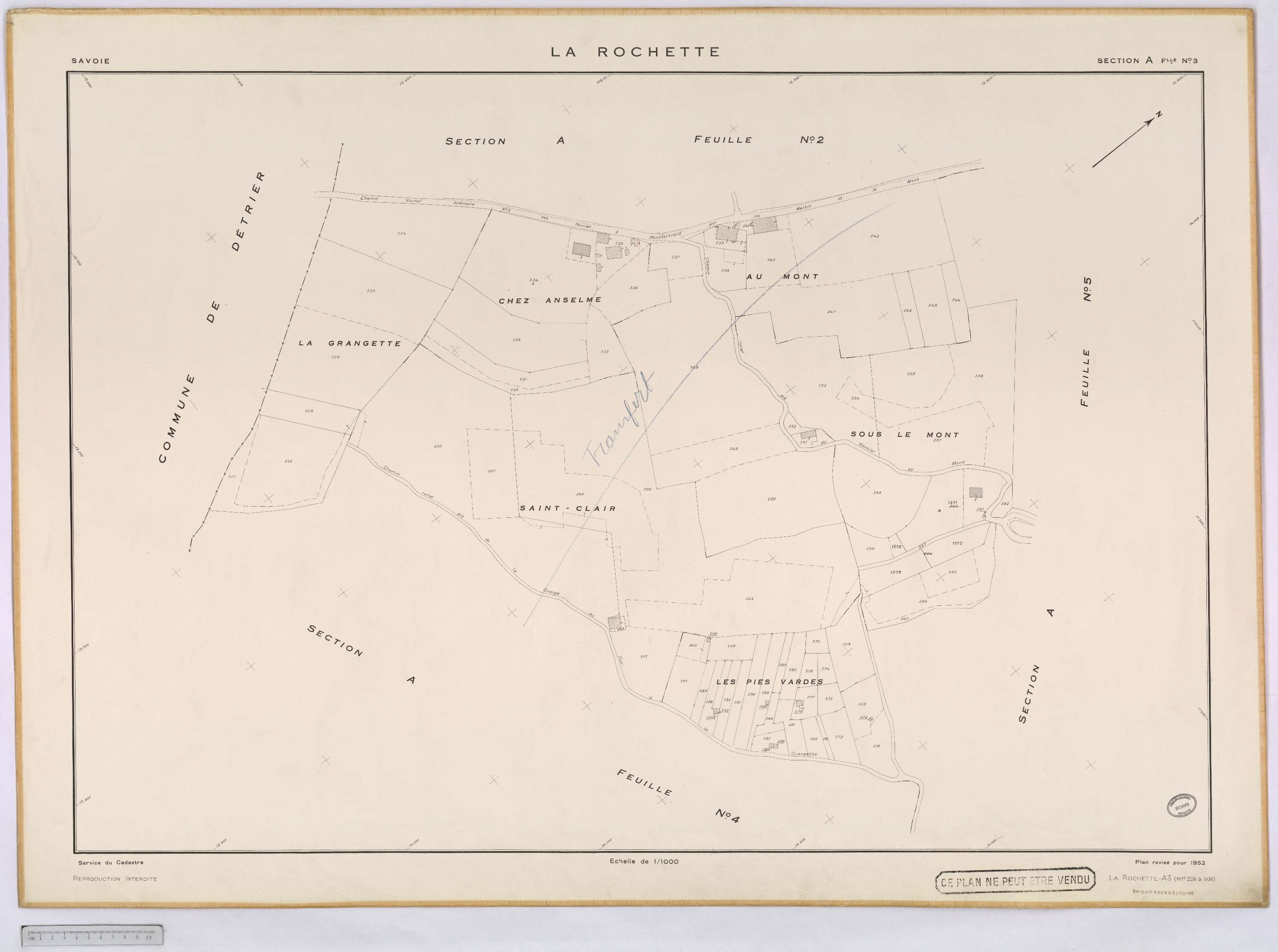 La Rochette - Cadastre rénové, version définitive (1952).