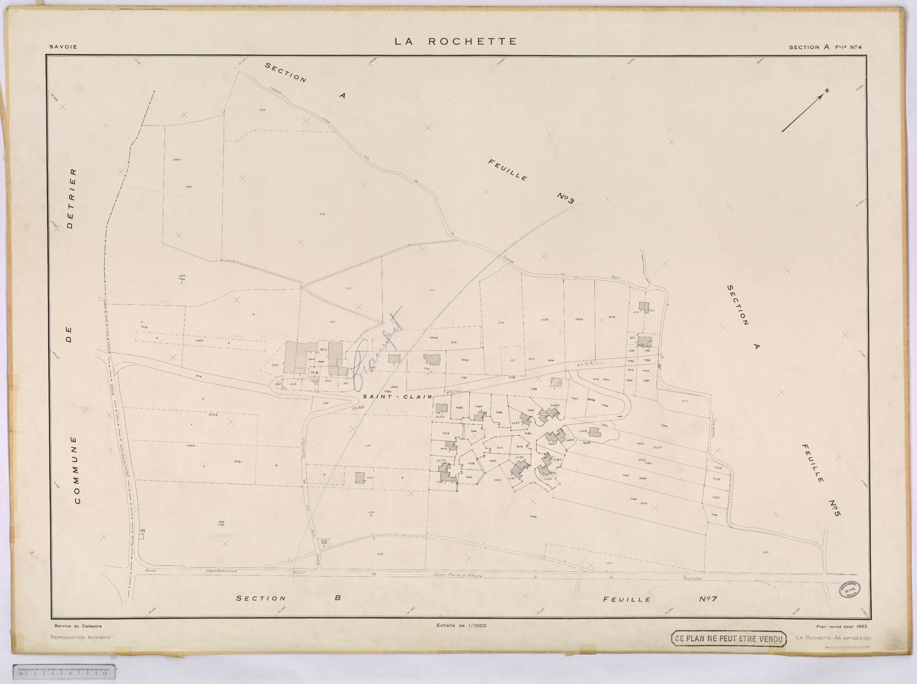 La Rochette - Cadastre rénové, version définitive (1952).