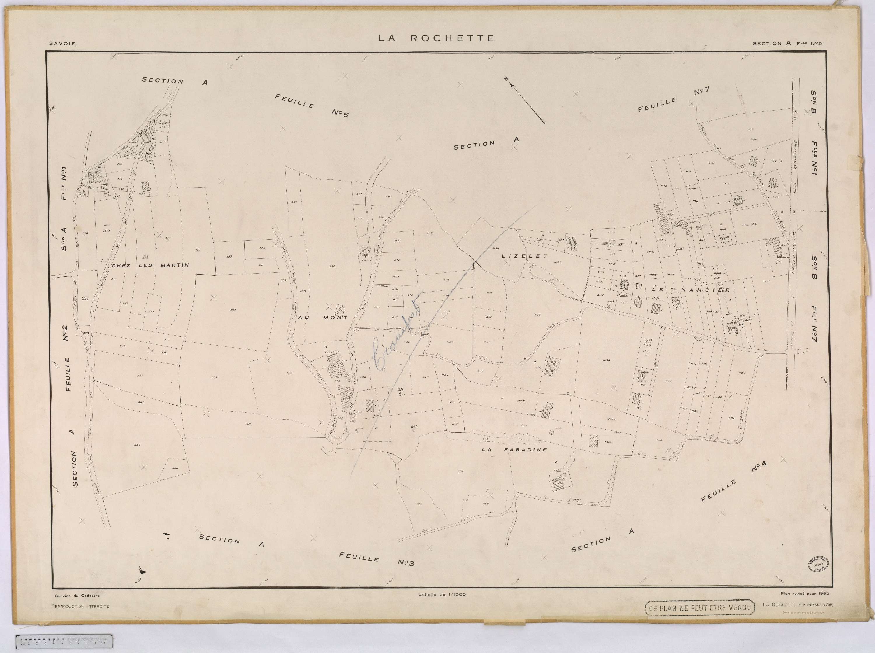 La Rochette - Cadastre rénové, version définitive (1952).