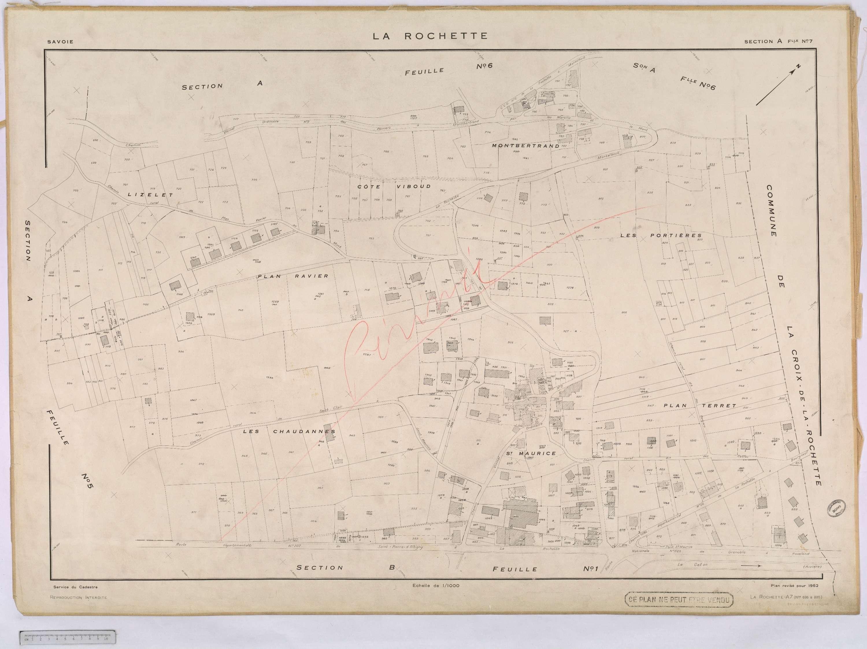 La Rochette - Cadastre rénové, version définitive (1952).