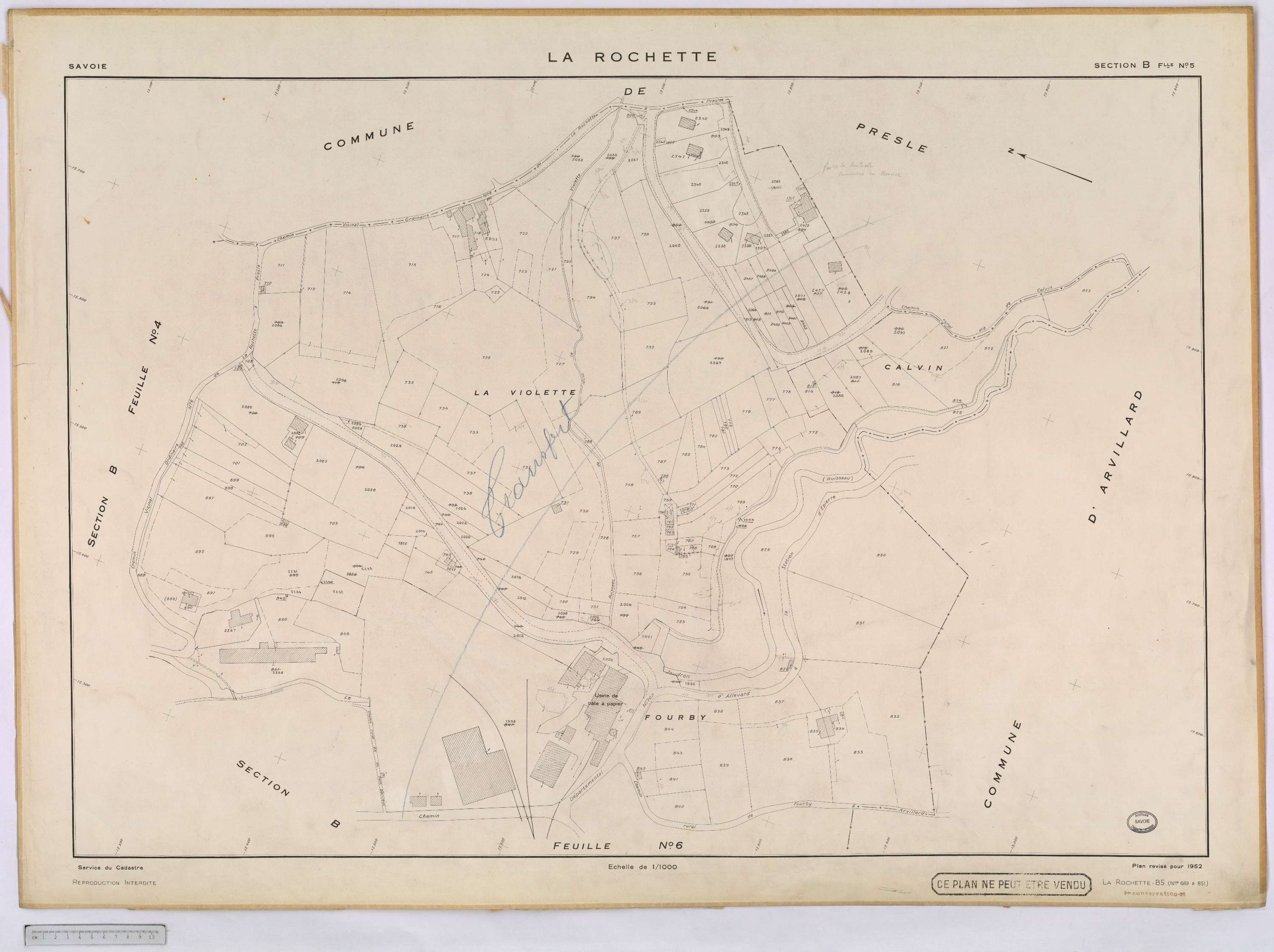 La Rochette - Cadastre rénové, version définitive (1952).