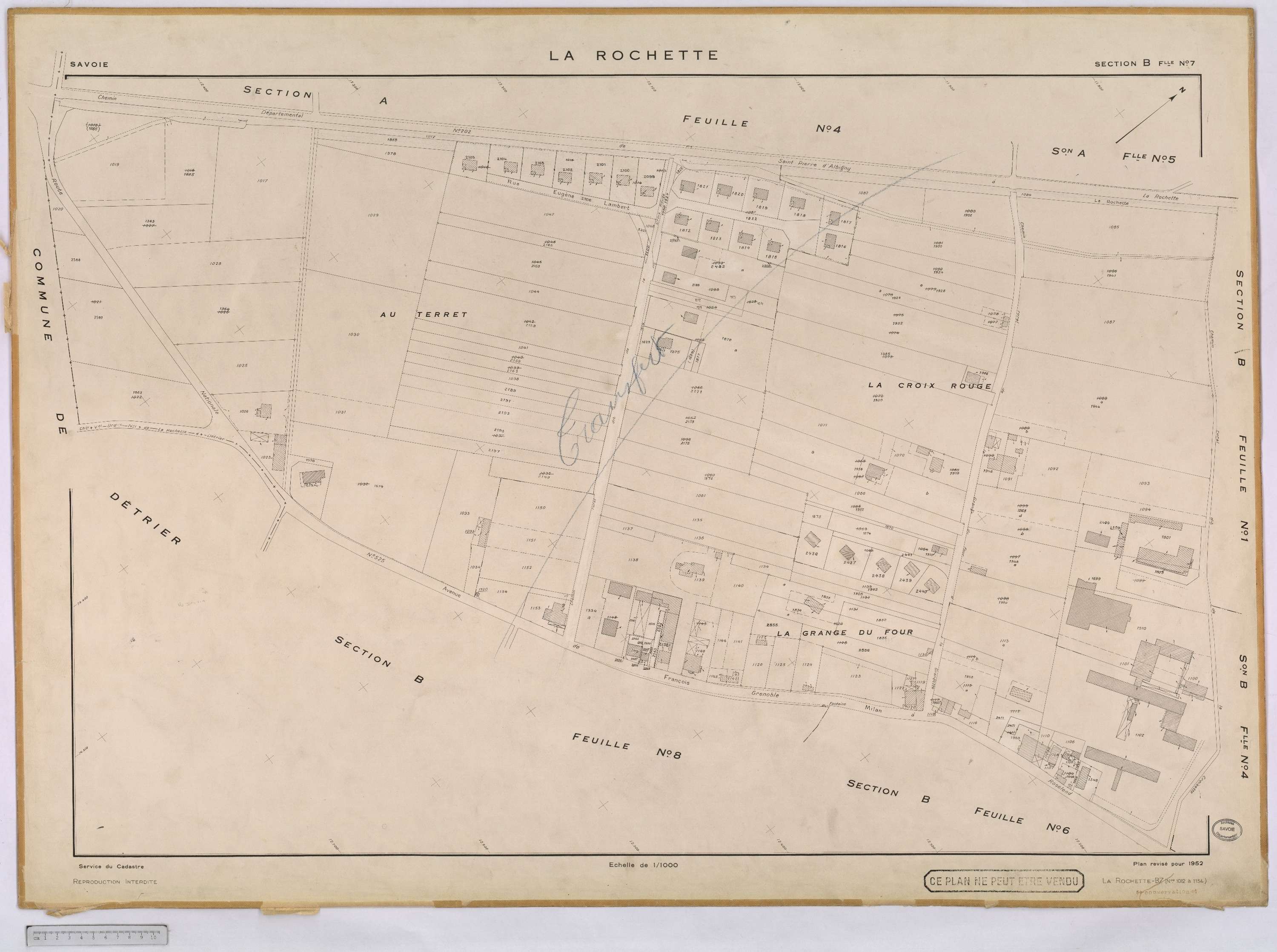 La Rochette - Cadastre rénové, version définitive (1952).