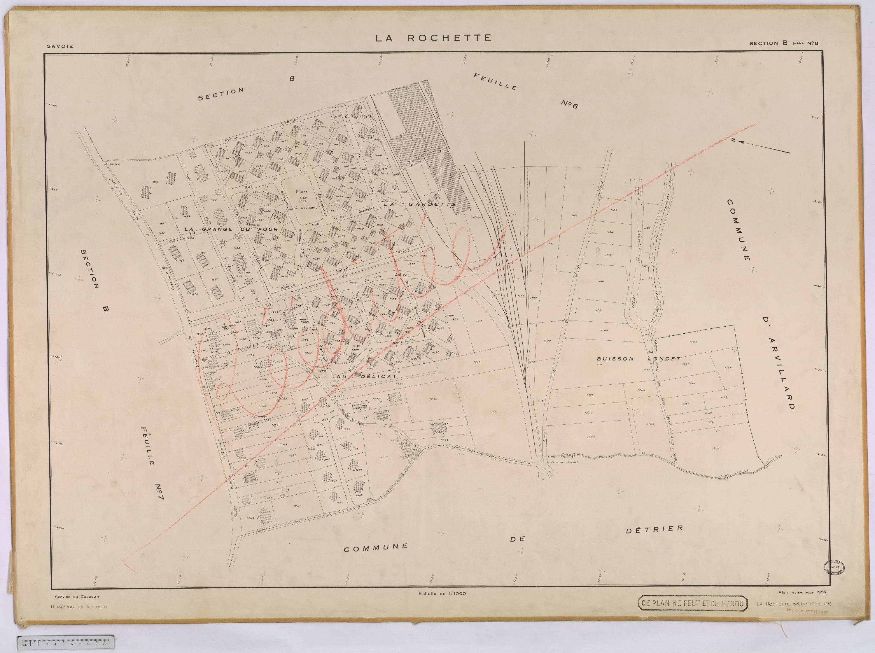 La Rochette - Cadastre rénové, version définitive (1952).