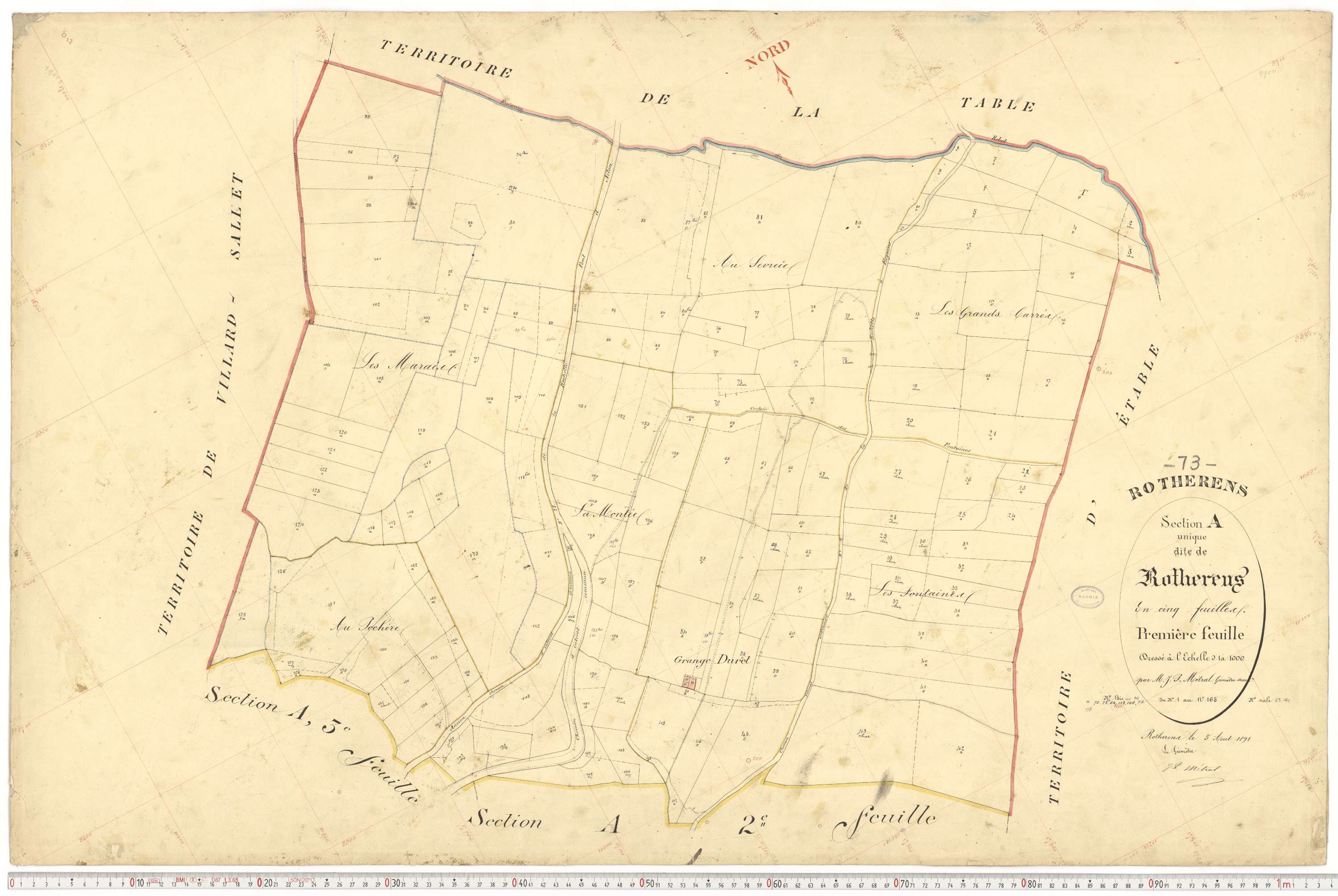 Rotherens - Plans cadastraux du premier cadastre français.