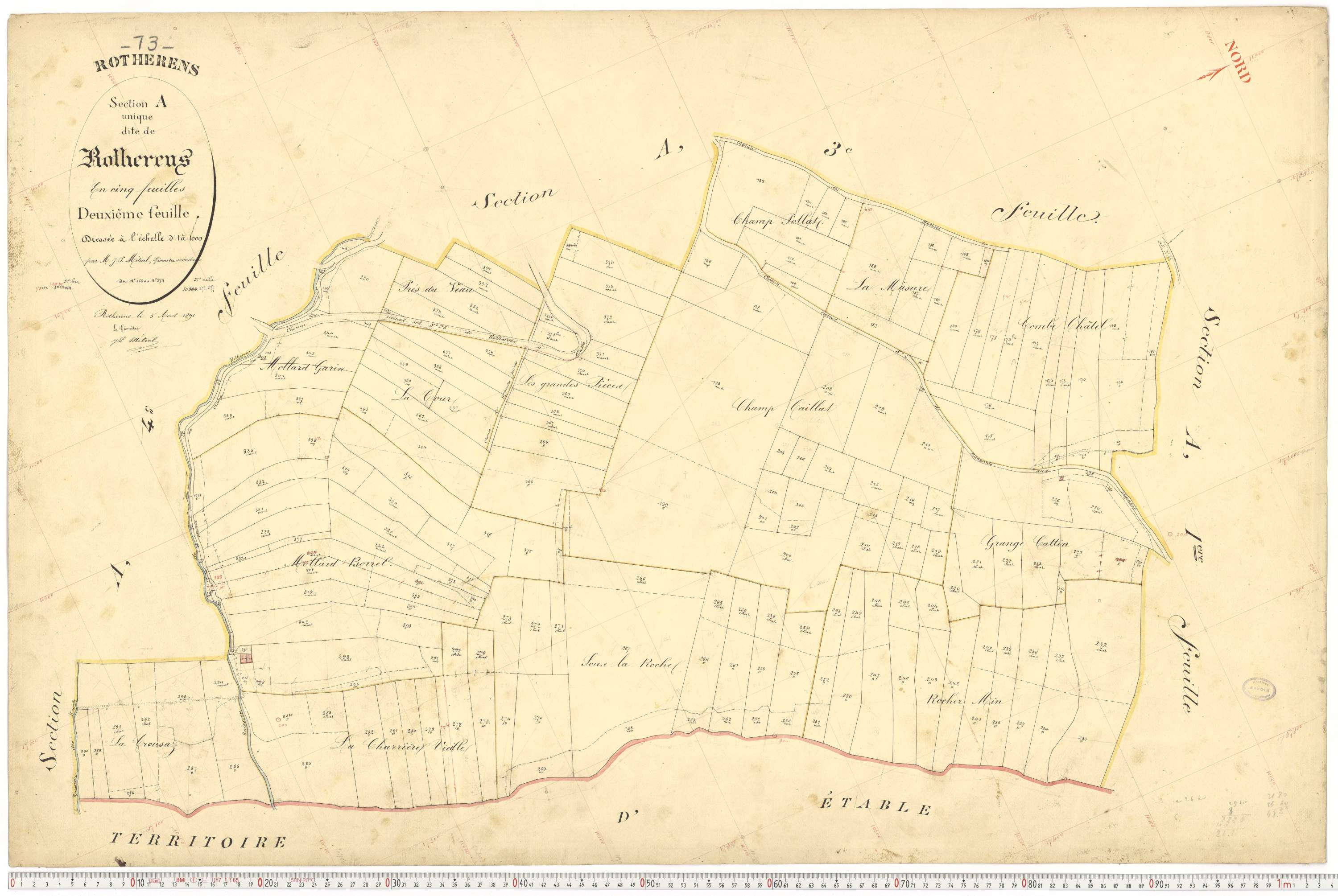 Rotherens - Plans cadastraux du premier cadastre français.