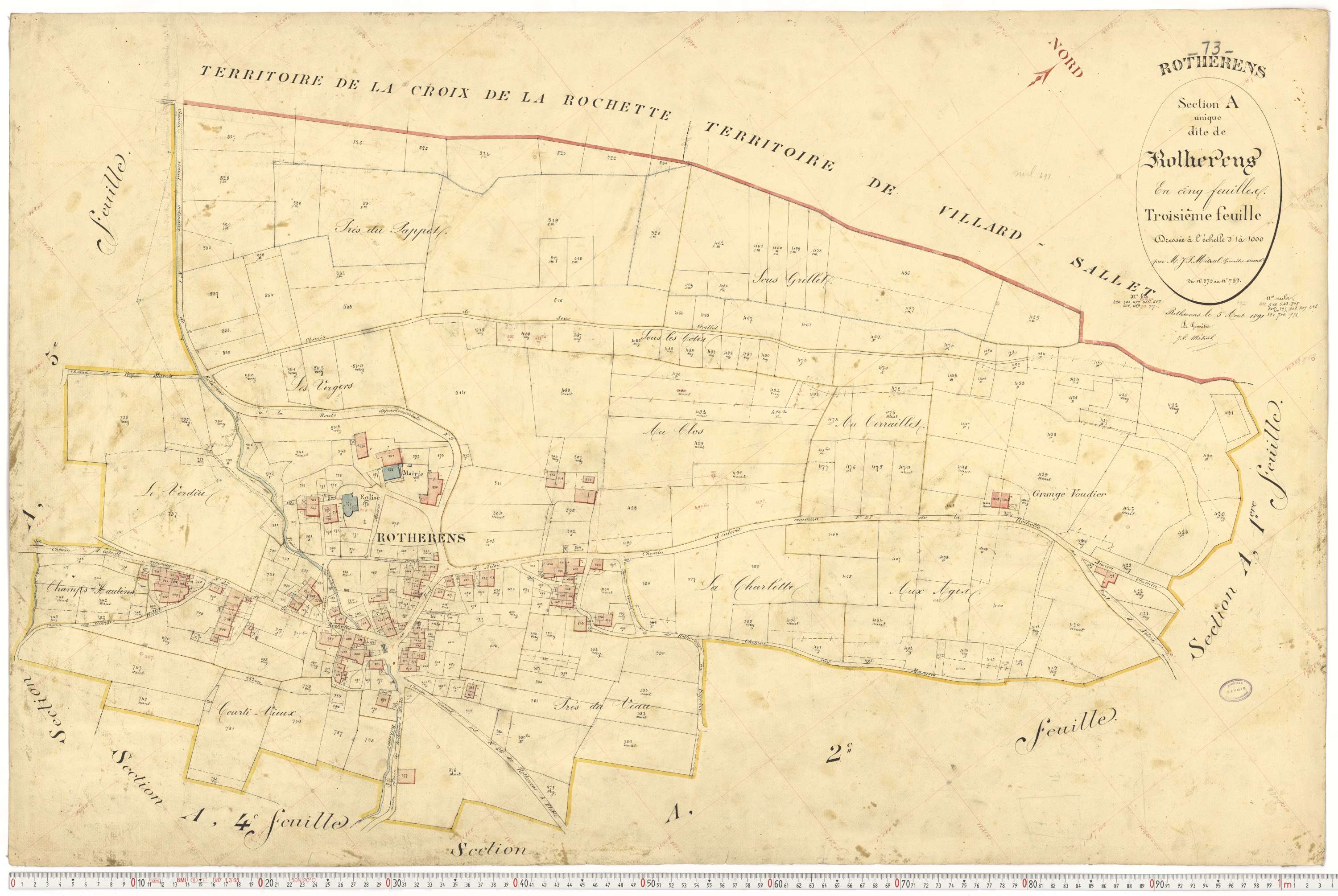 Rotherens - Plans cadastraux du premier cadastre français.
