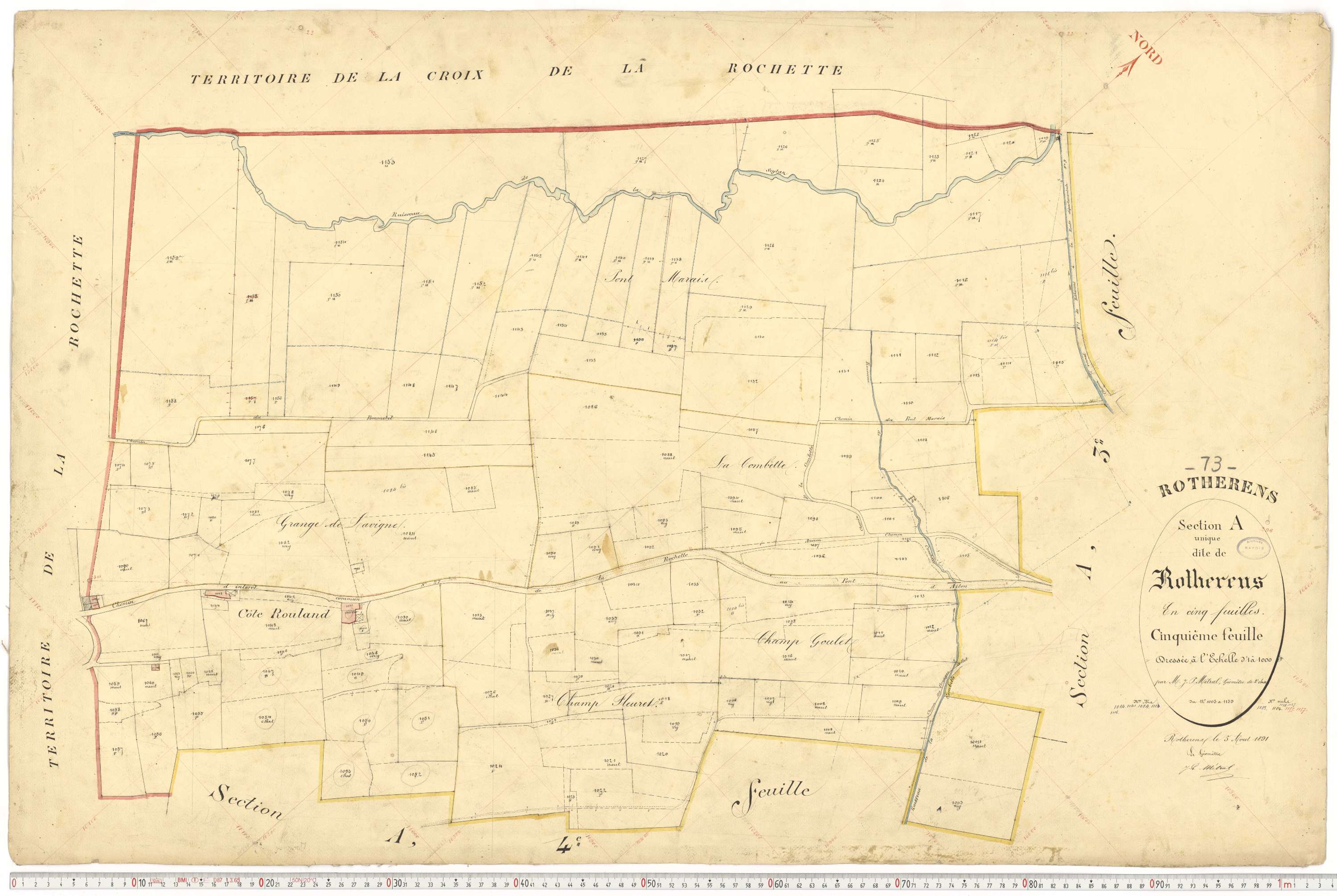 Rotherens - Plans cadastraux du premier cadastre français.