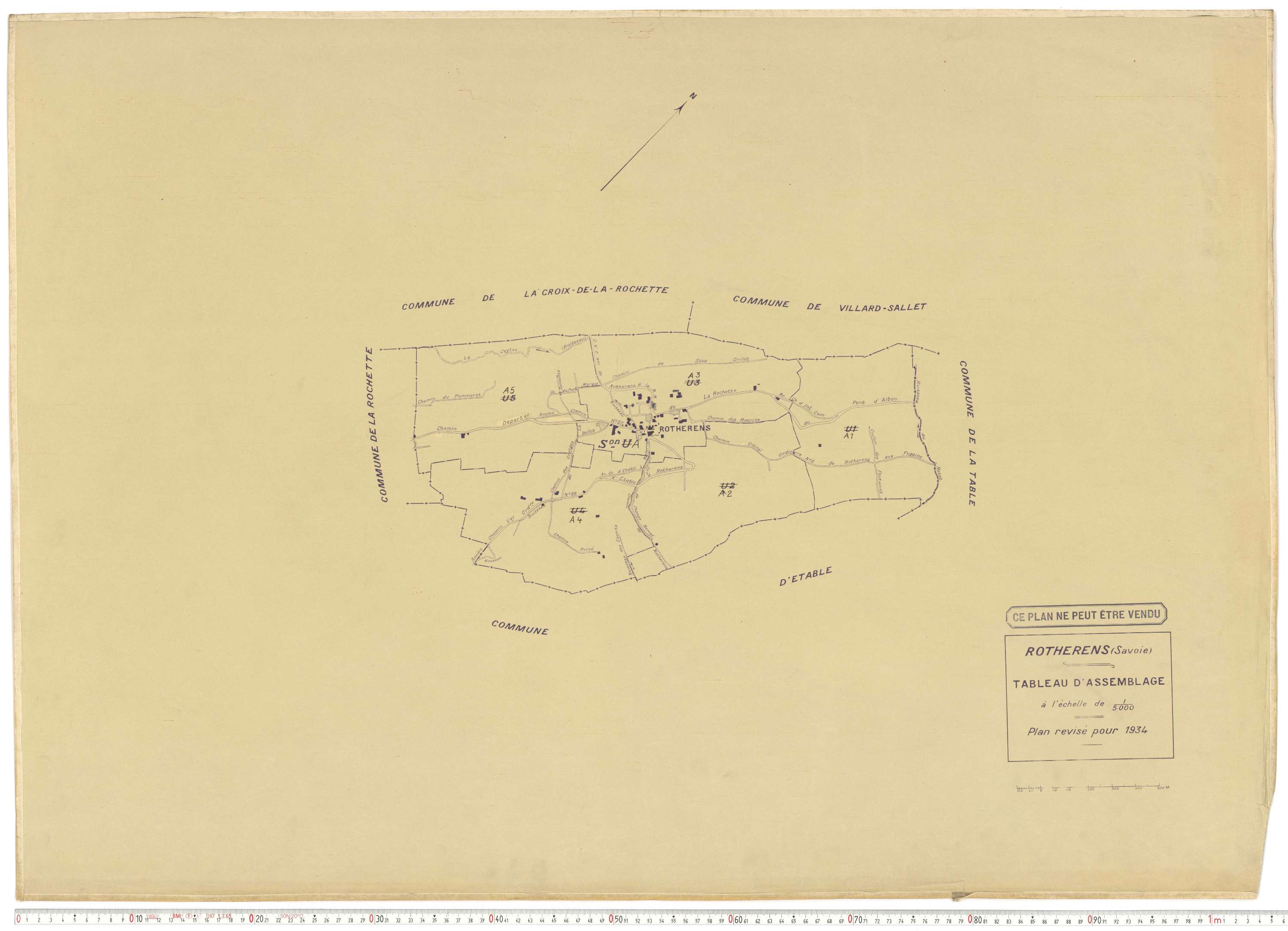 Rotherens - Plans cadastraux du cadastre rénové en 1934 et mis à jour en 1988.