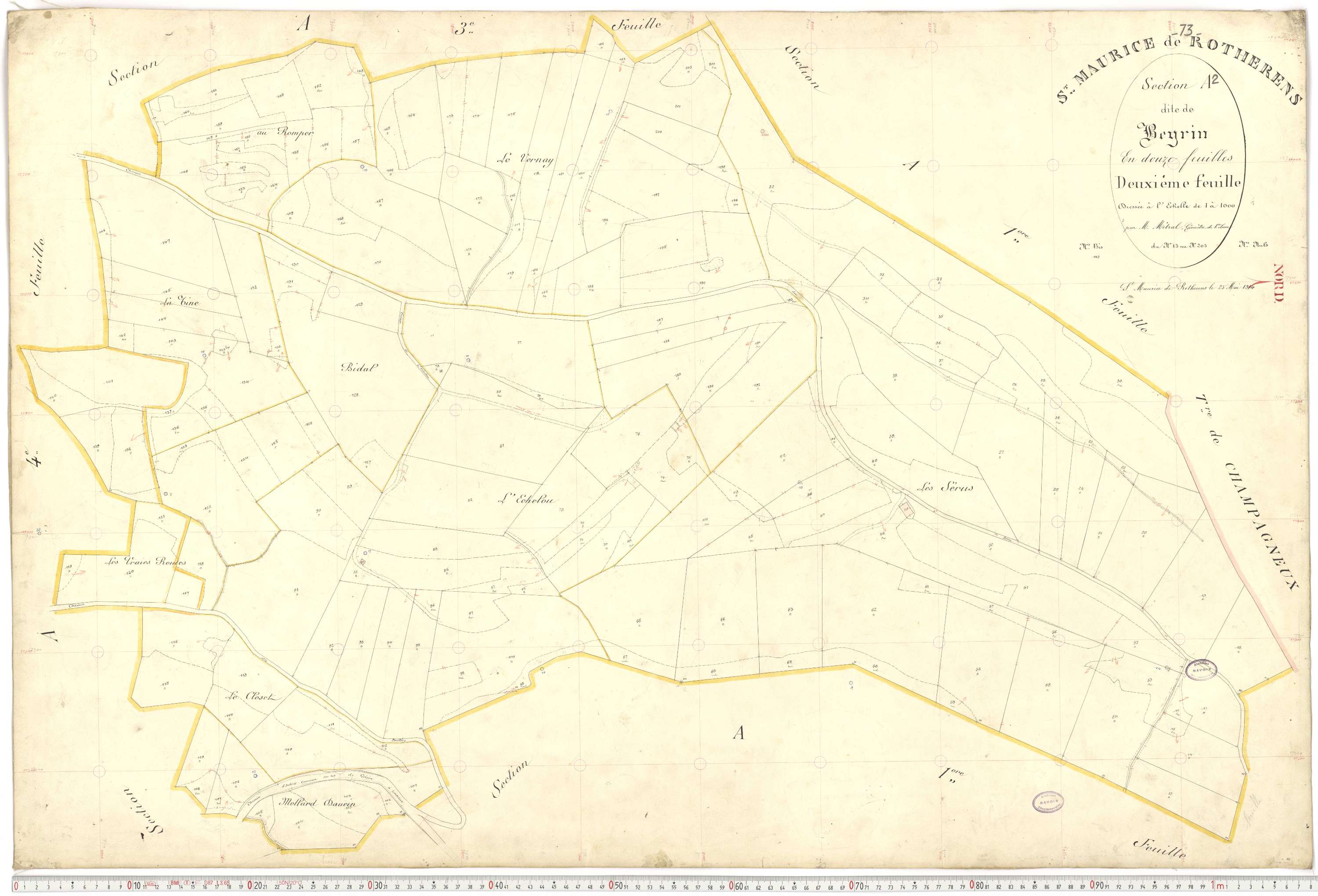 Rotherens - Plans cadastraux du premier cadastre français.
