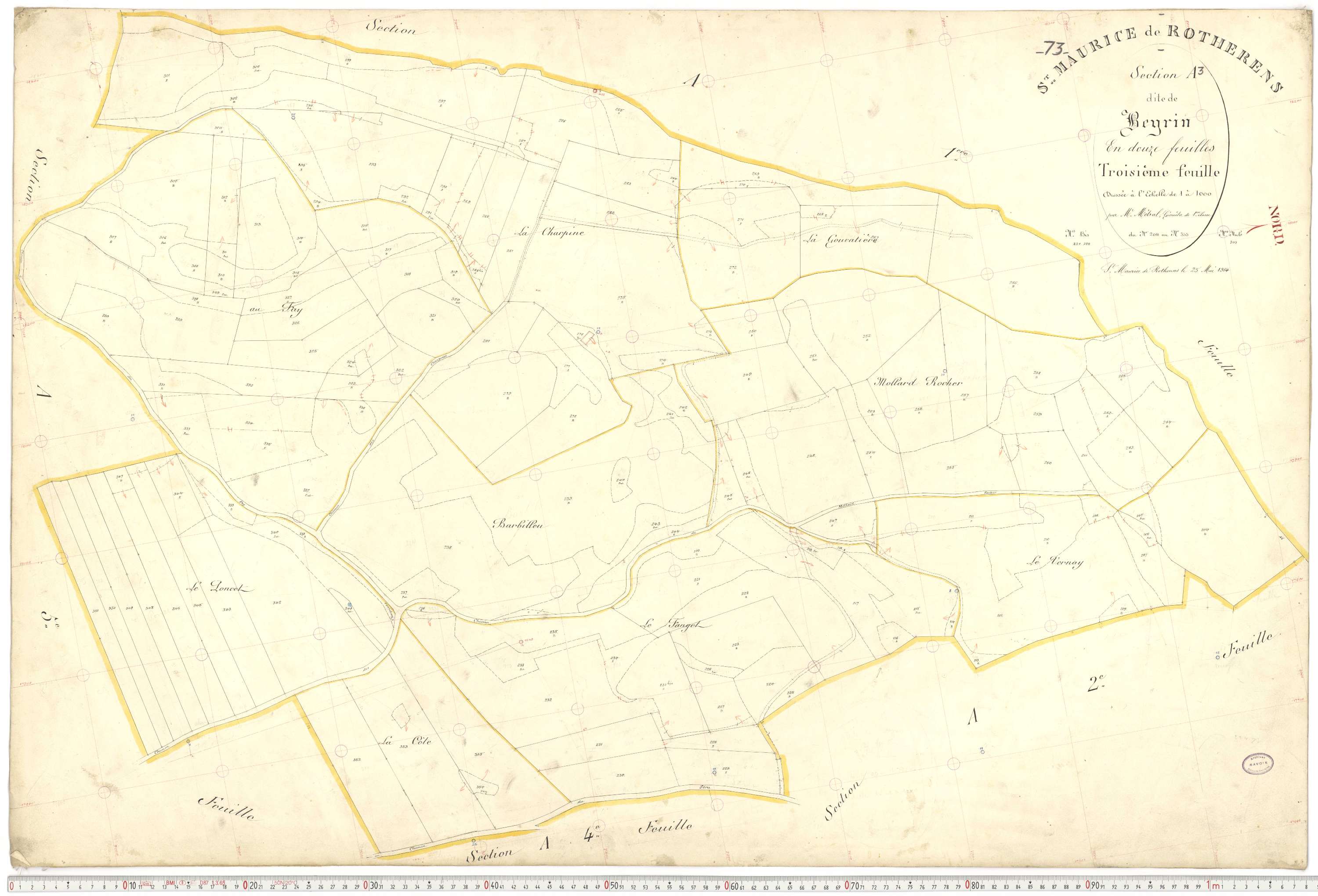 Rotherens - Plans cadastraux du premier cadastre français.