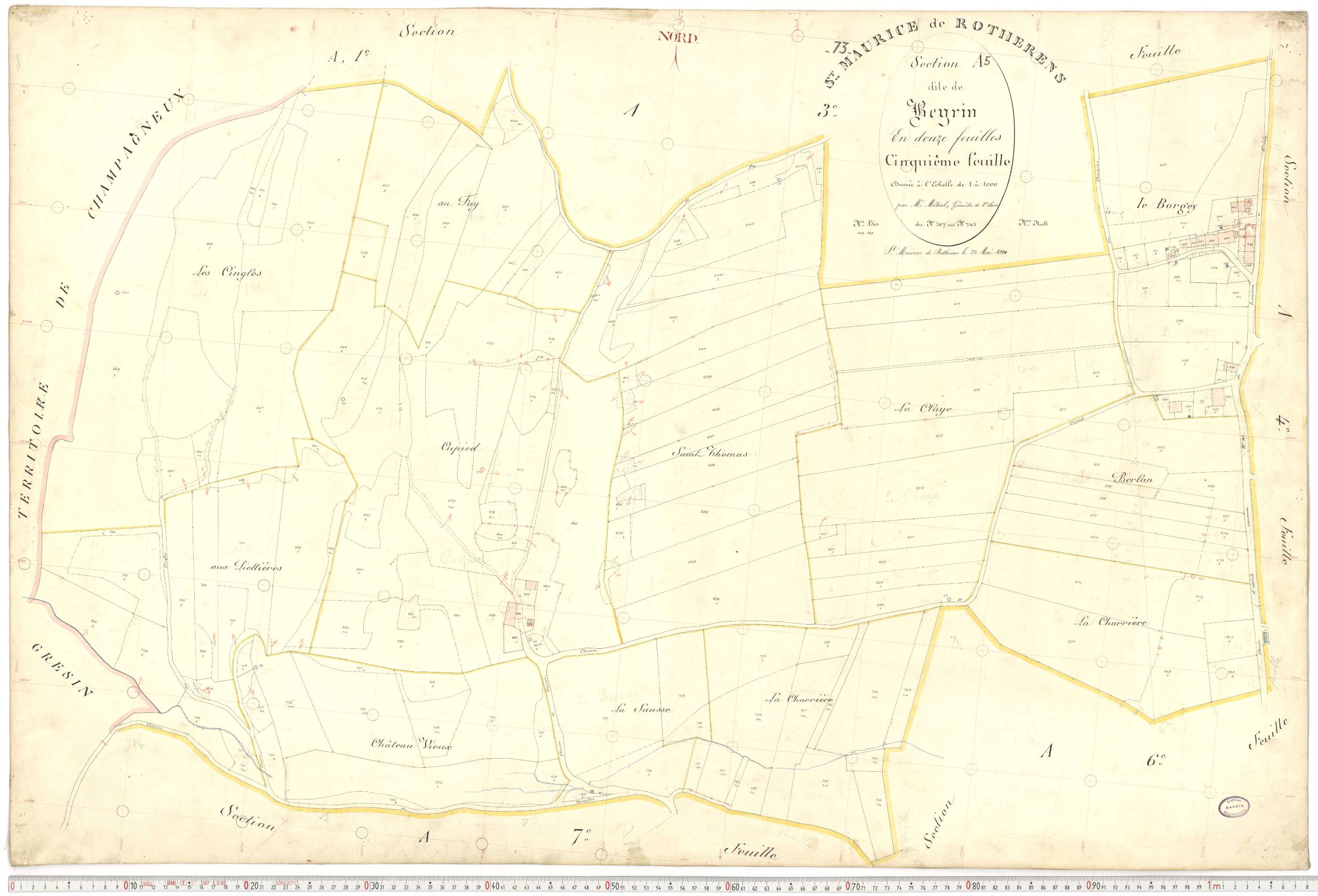 Rotherens - Plans cadastraux du premier cadastre français.