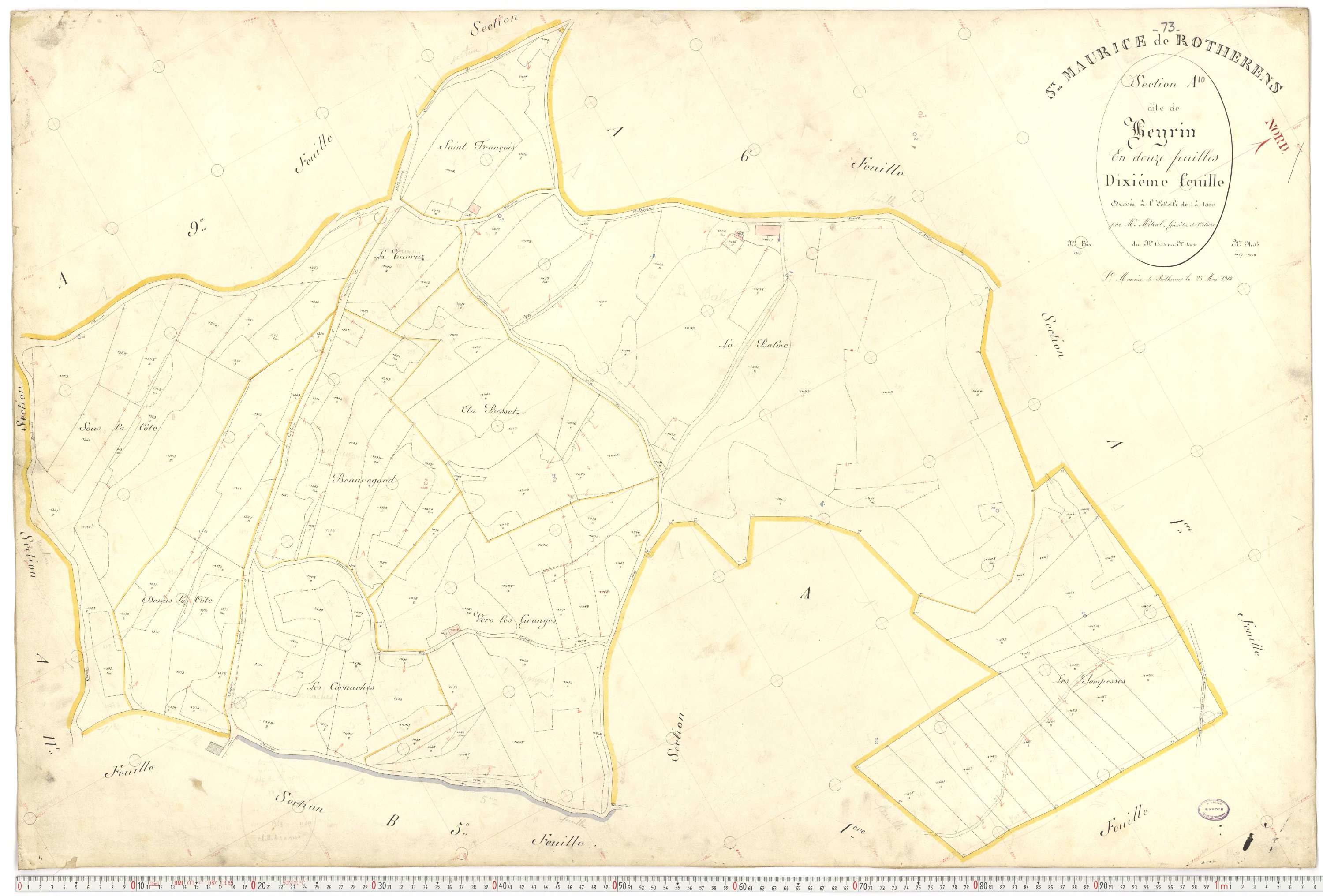 Rotherens - Plans cadastraux du premier cadastre français.