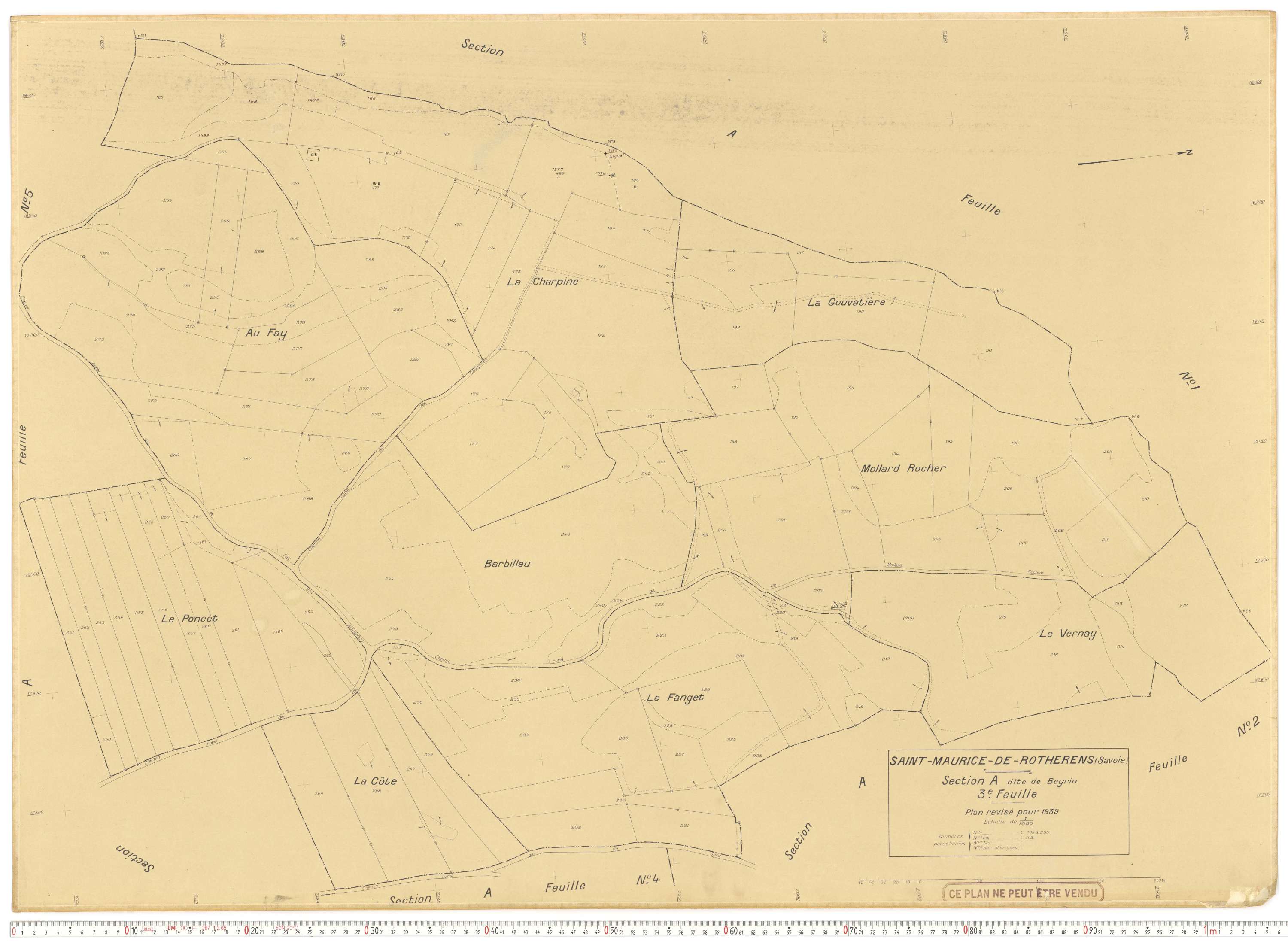 Rotherens - Plans cadastraux du cadastre rénové en 1939 et mis à jour en 1988.