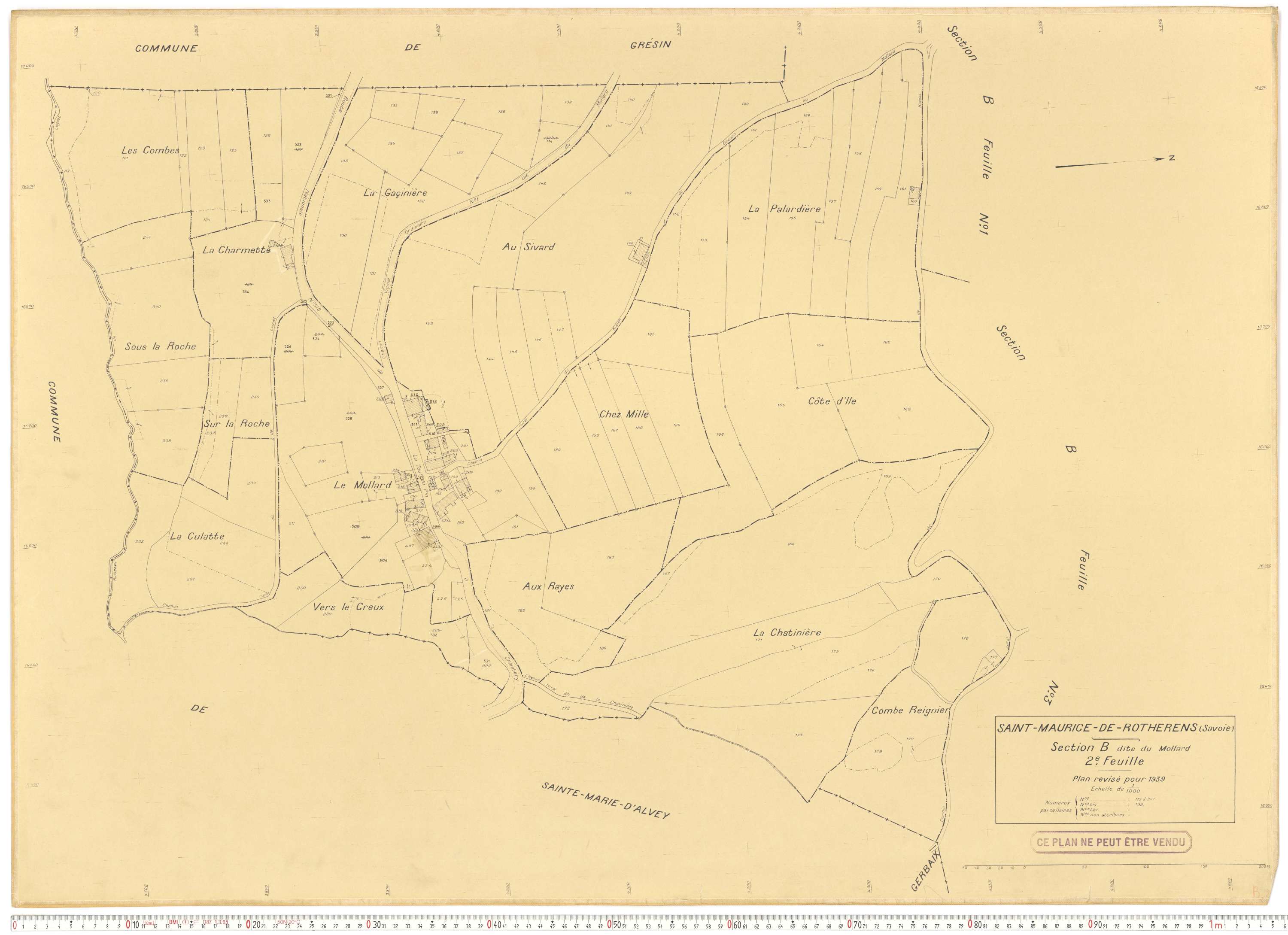 Rotherens - Plans cadastraux du cadastre rénové en 1939 et mis à jour en 1988.