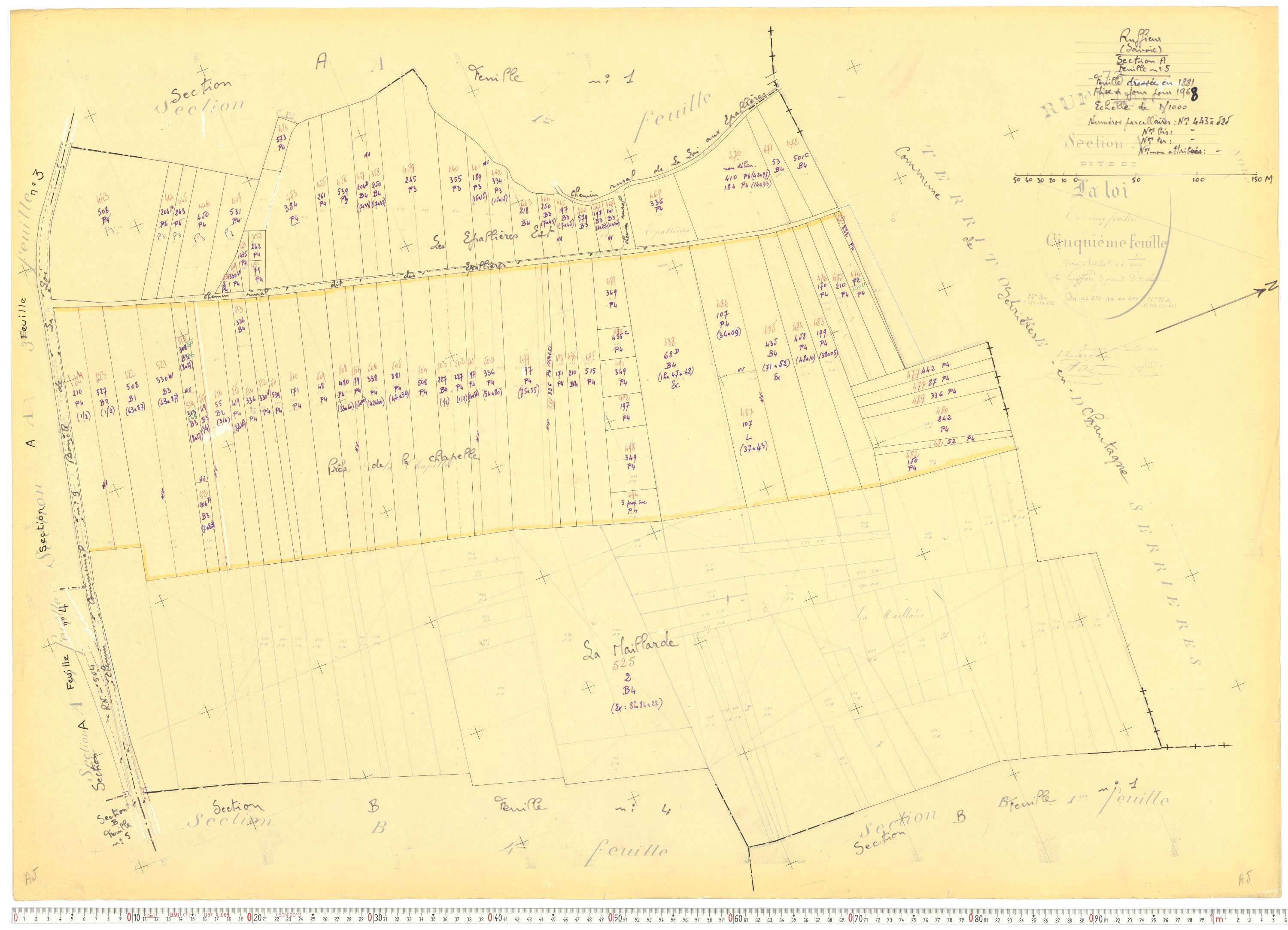 Ruffieux - Cadastre rénové, version de travail (1968).