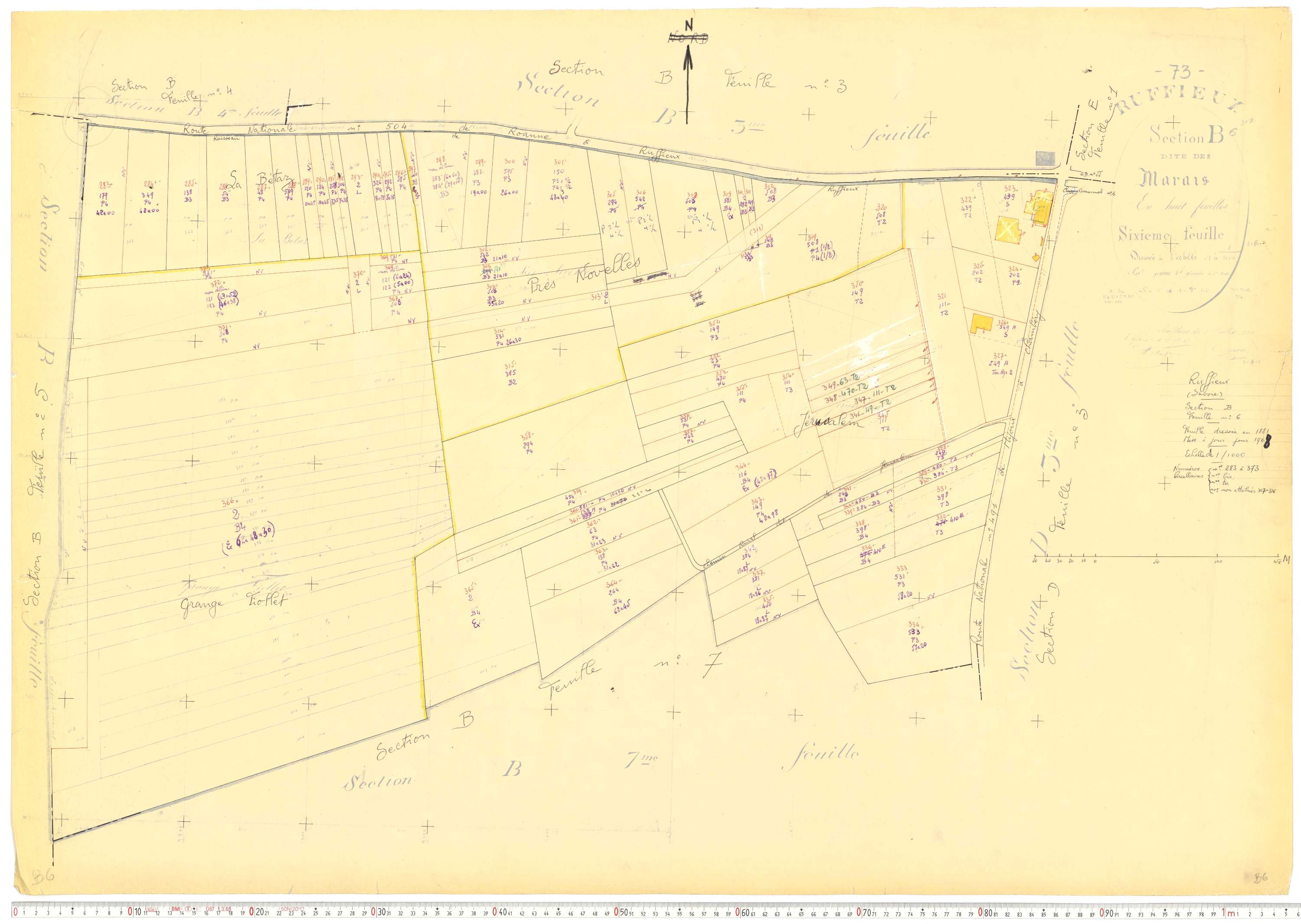 Ruffieux - Cadastre rénové, version de travail (1968).