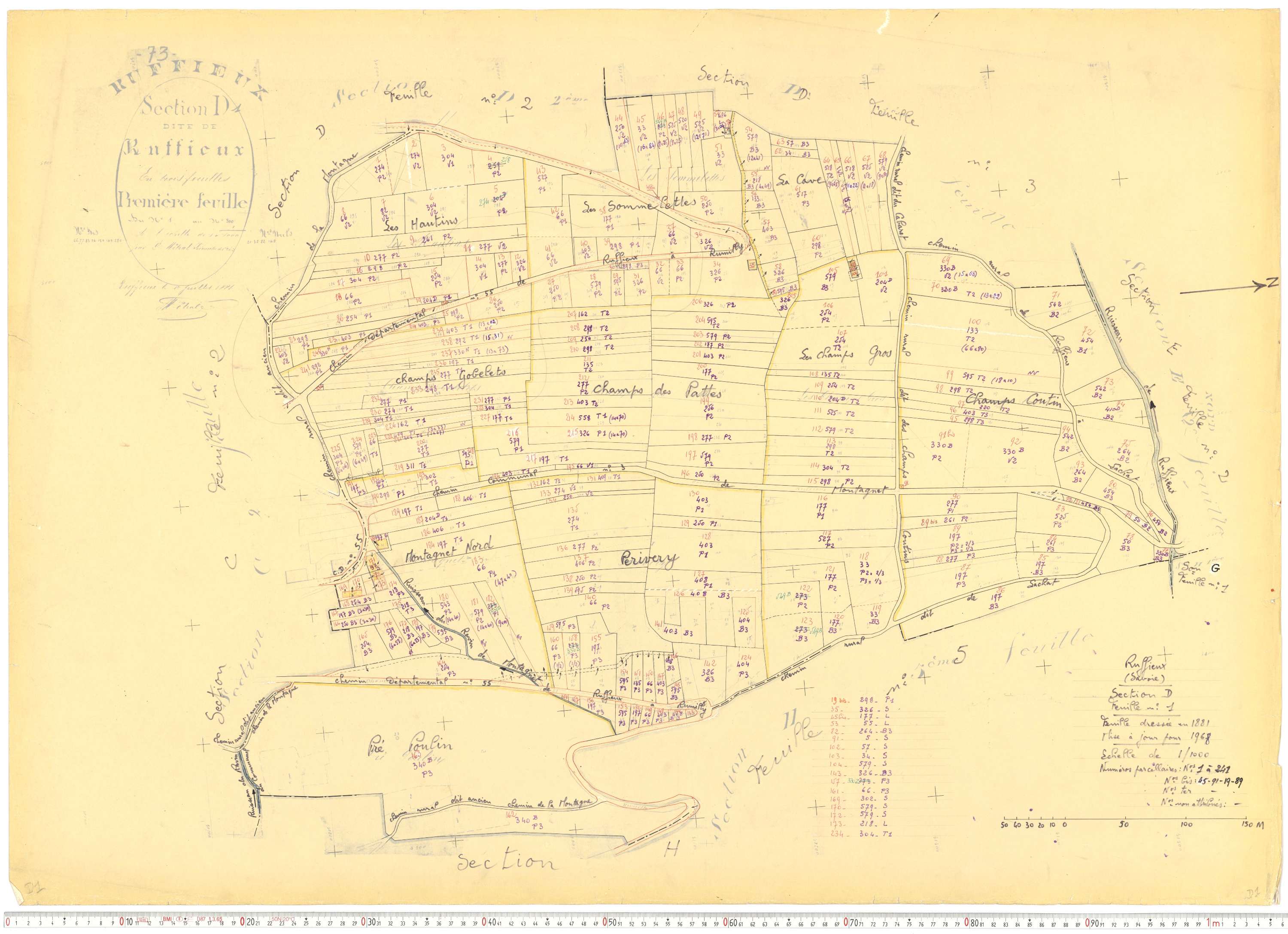 Ruffieux - Cadastre rénové, version de travail (1968).