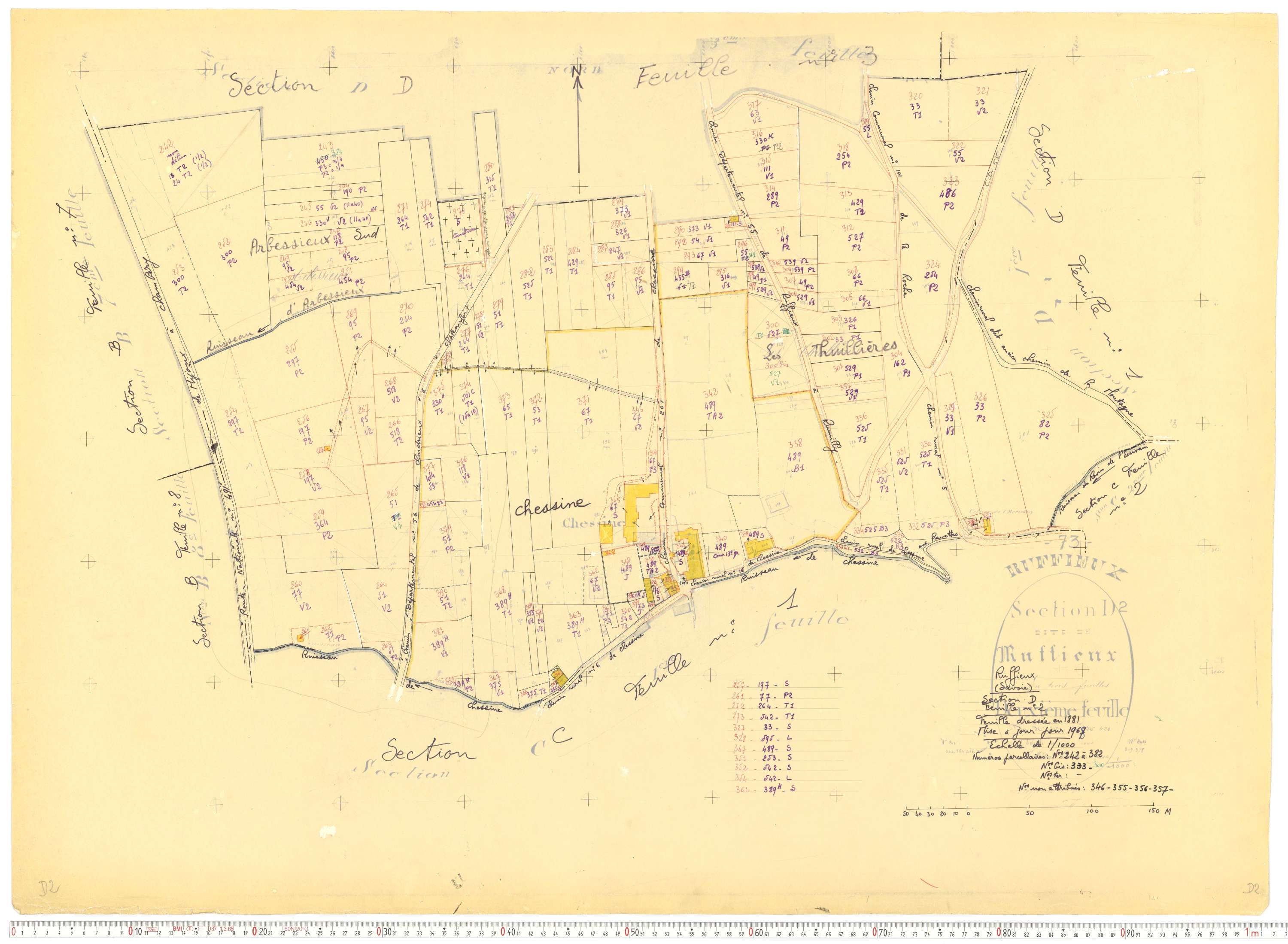 Ruffieux - Cadastre rénové, version de travail (1968).