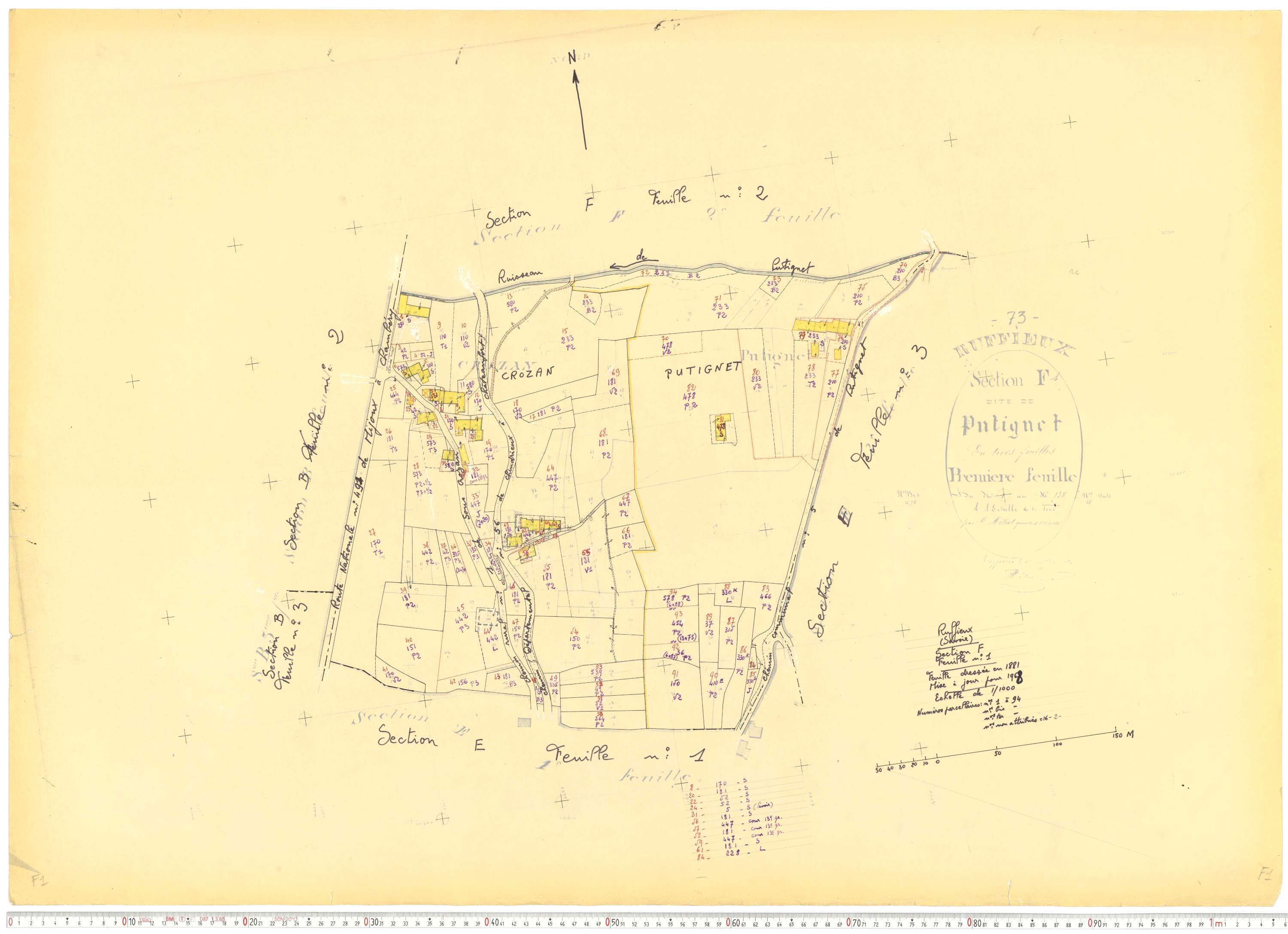 Ruffieux - Cadastre rénové, version de travail (1968).