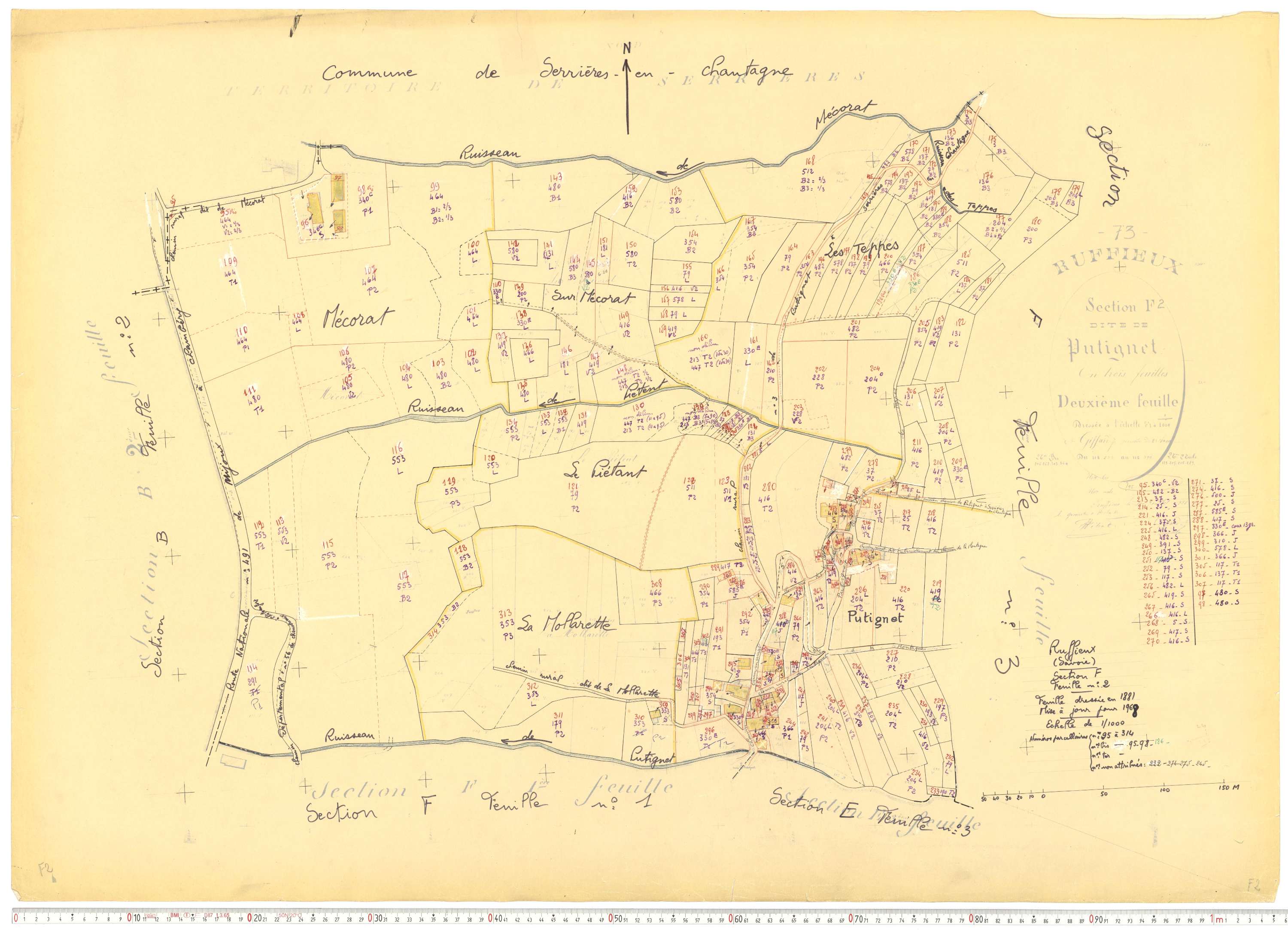Ruffieux - Cadastre rénové, version de travail (1968).