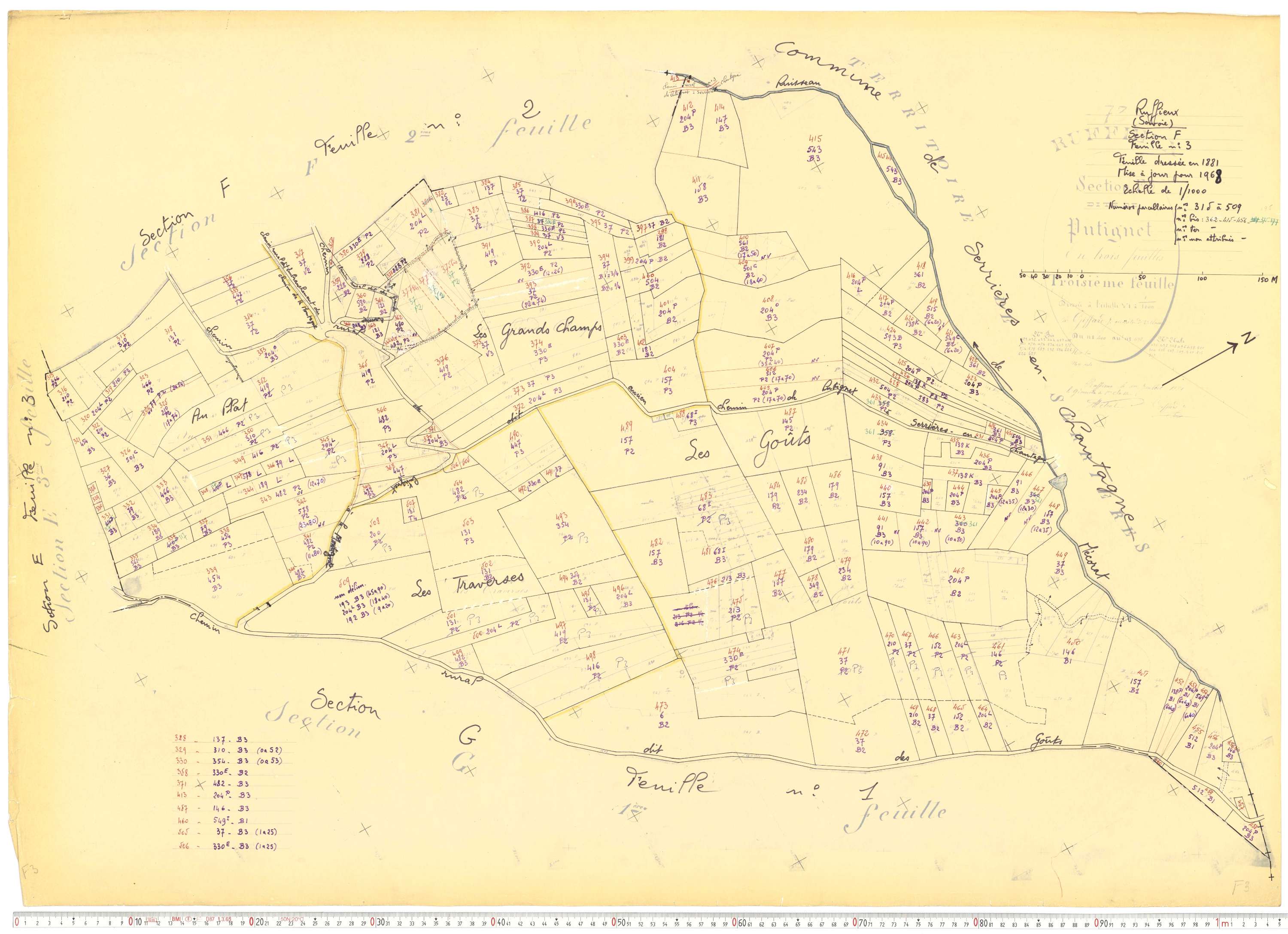 Ruffieux - Cadastre rénové, version de travail (1968).