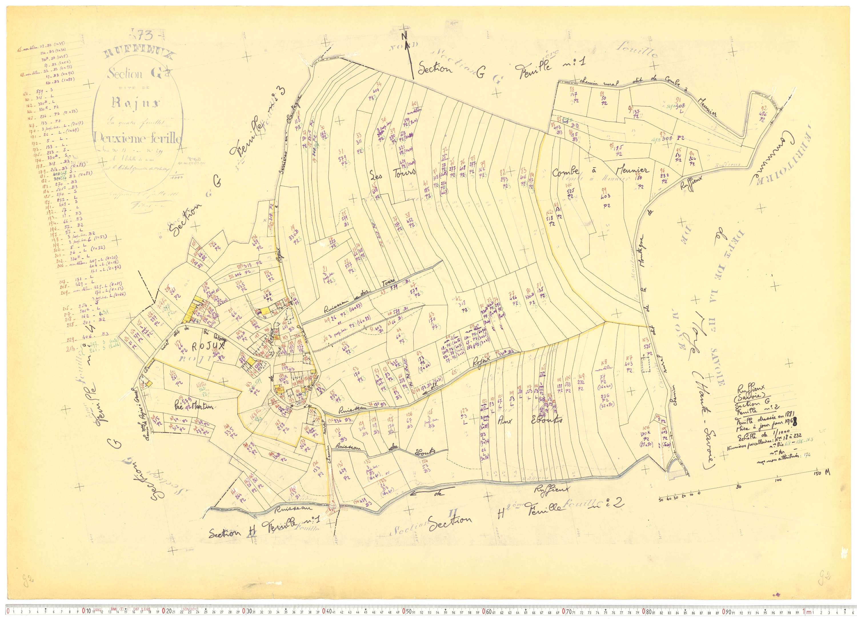 Ruffieux - Cadastre rénové, version de travail (1968).