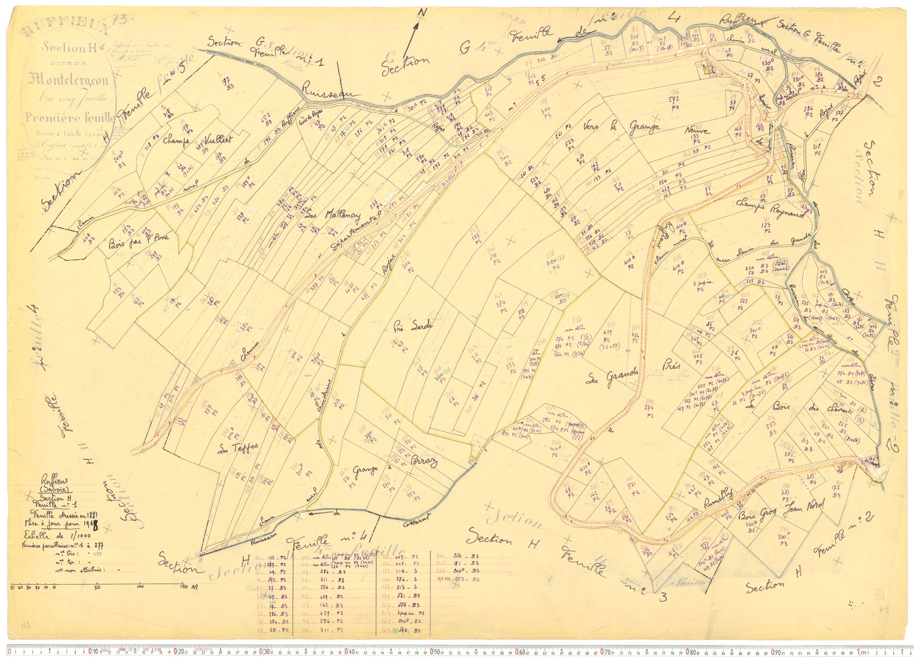 Ruffieux - Cadastre rénové, version de travail (1968).