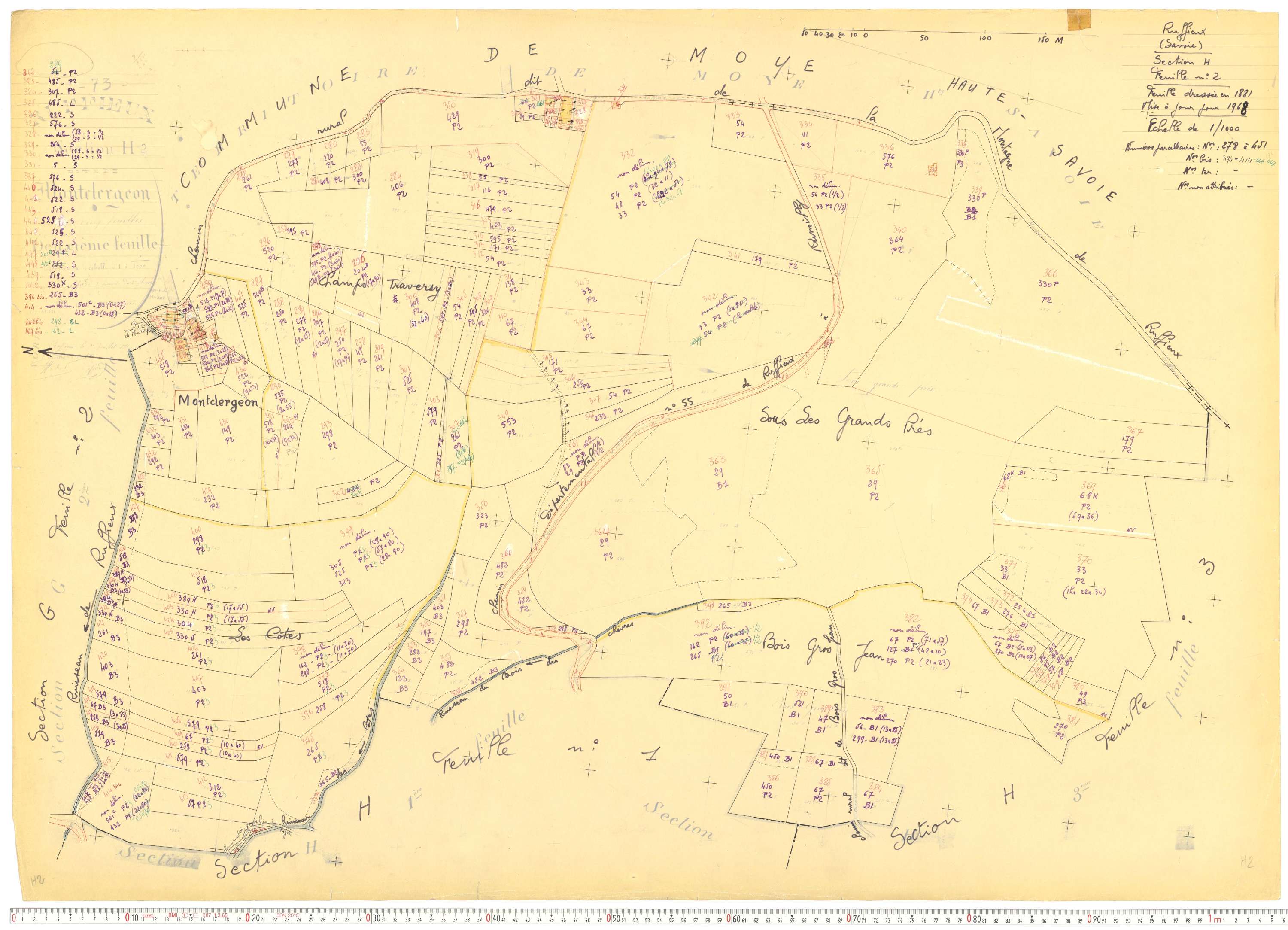 Ruffieux - Cadastre rénové, version de travail (1968).