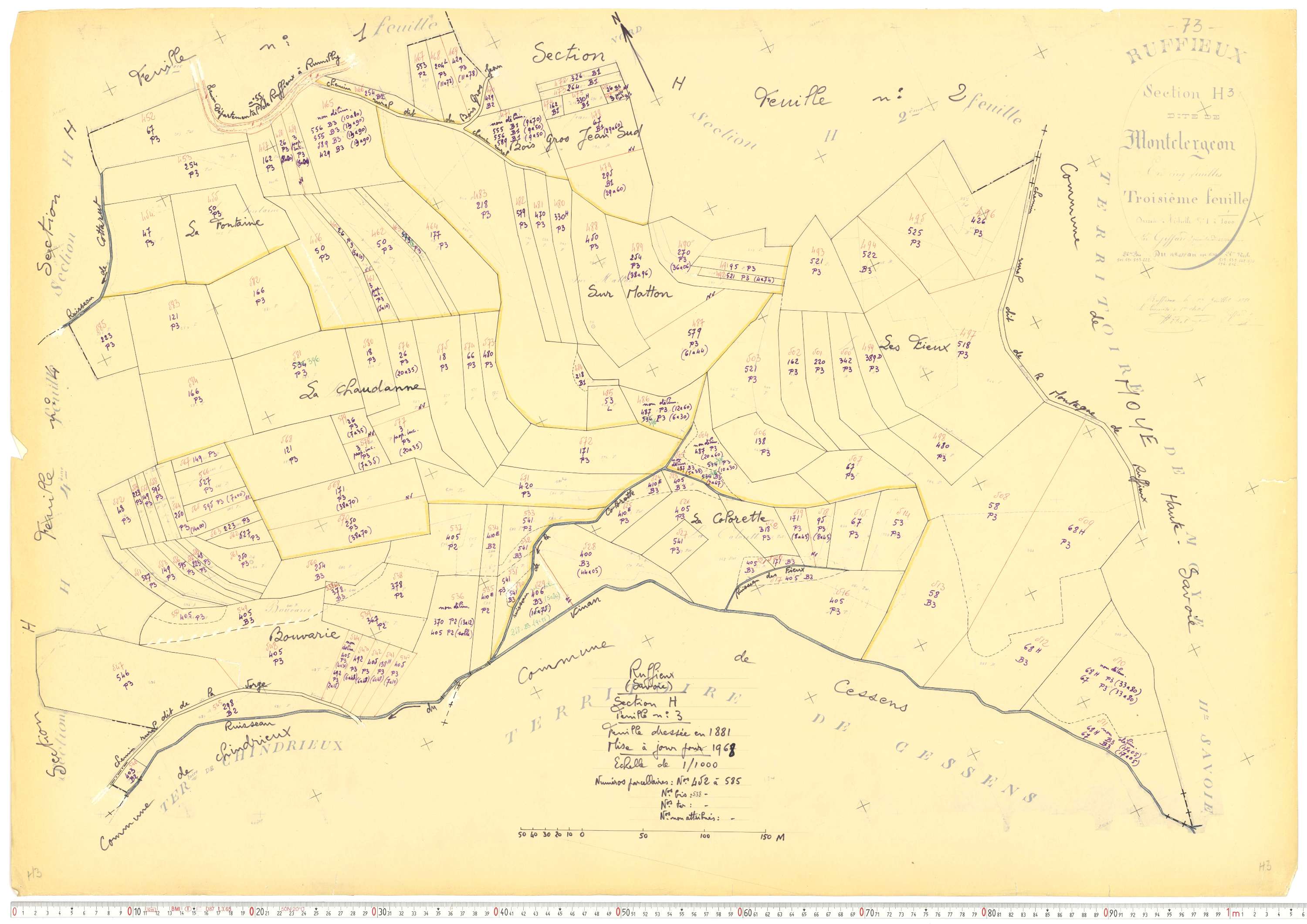 Ruffieux - Cadastre rénové, version de travail (1968).