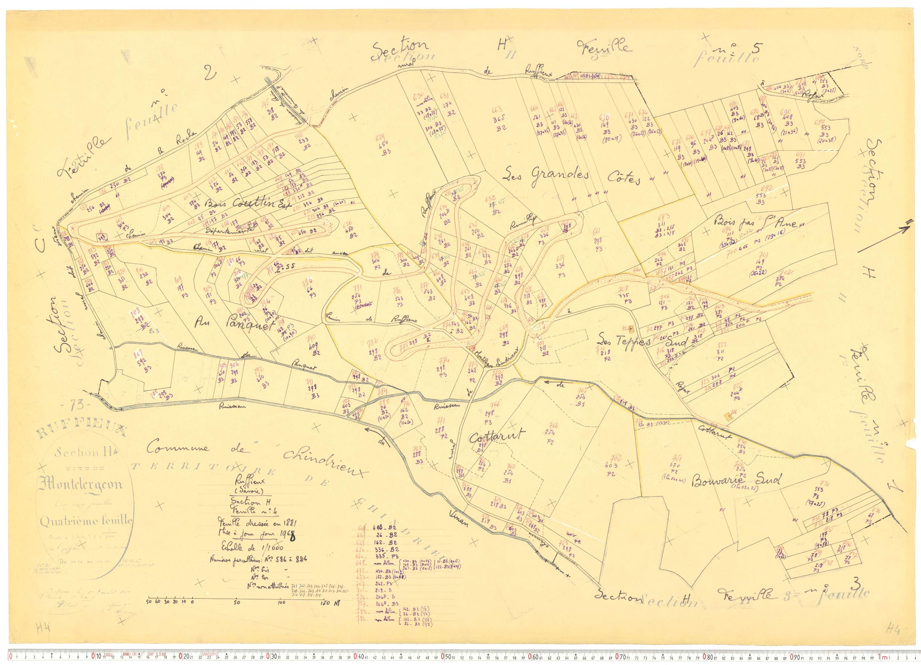 Ruffieux - Cadastre rénové, version de travail (1968).