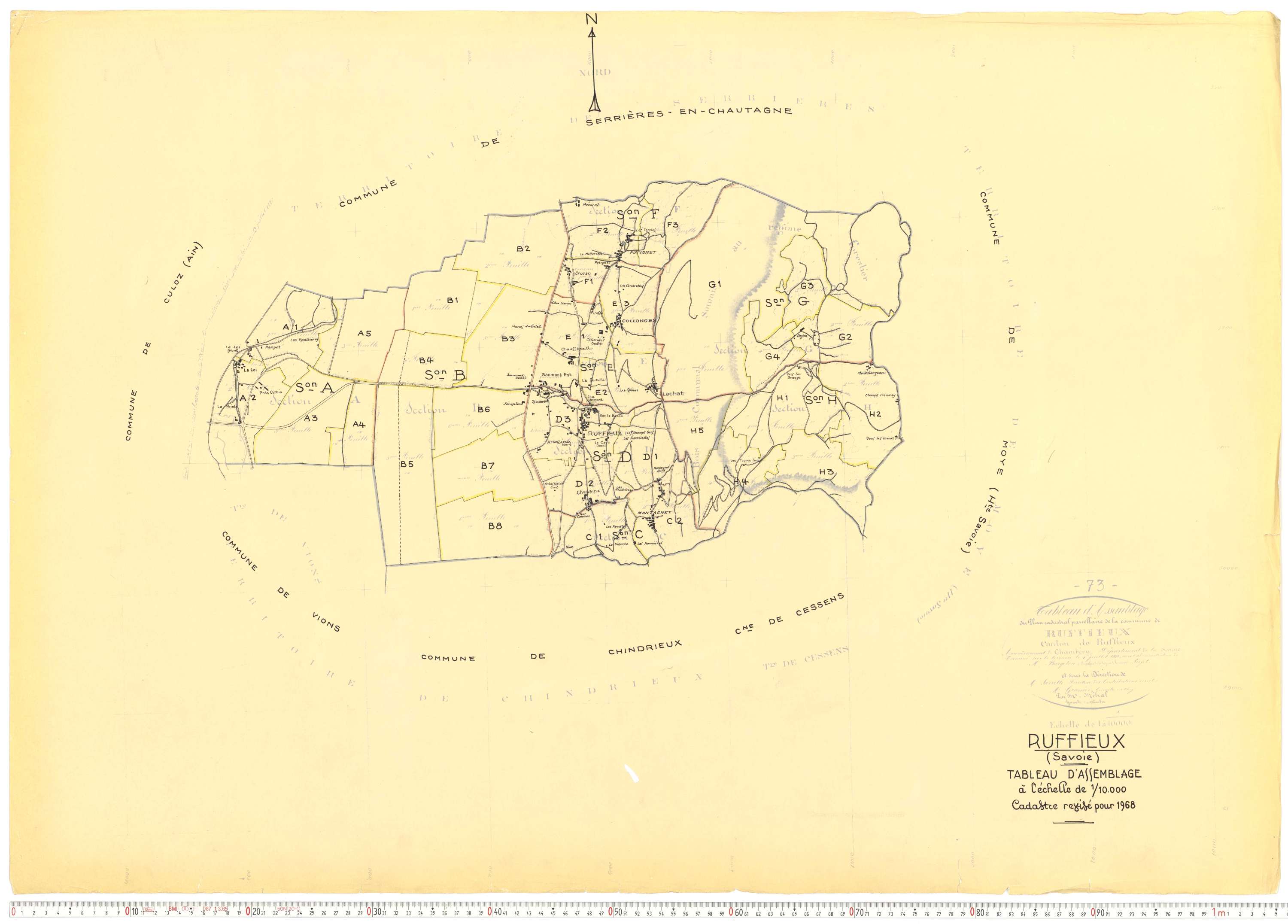Ruffieux - Cadastre rénové, version de travail (1968).