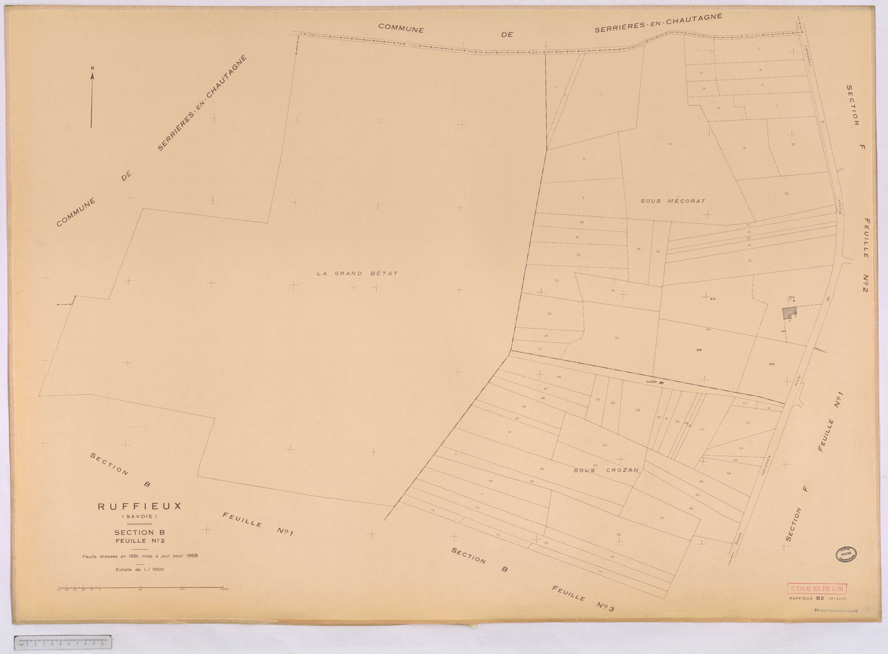 Ruffieux - Cadastre rénové, version définitive (1968).