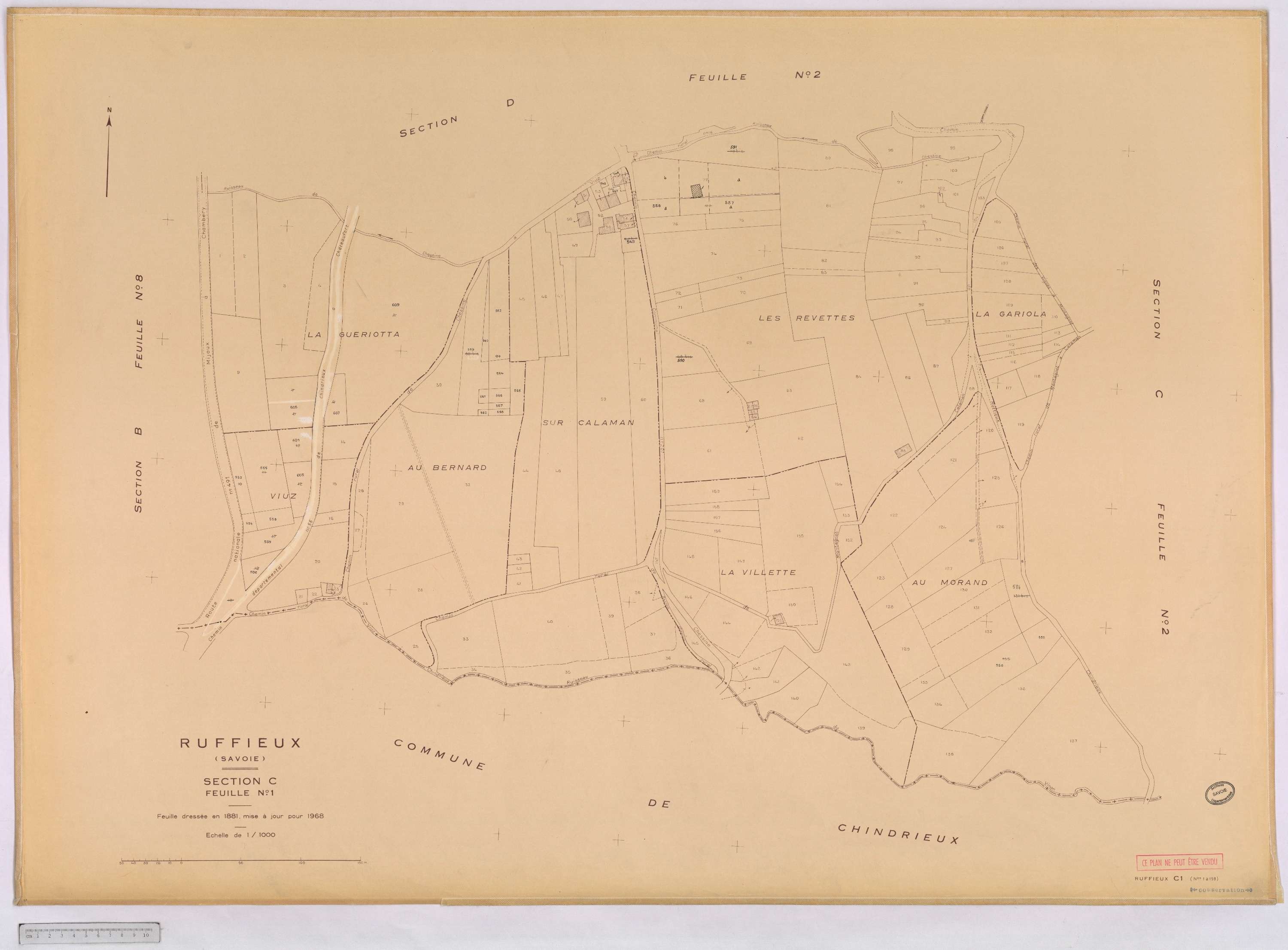 Ruffieux - Cadastre rénové, version définitive (1968).