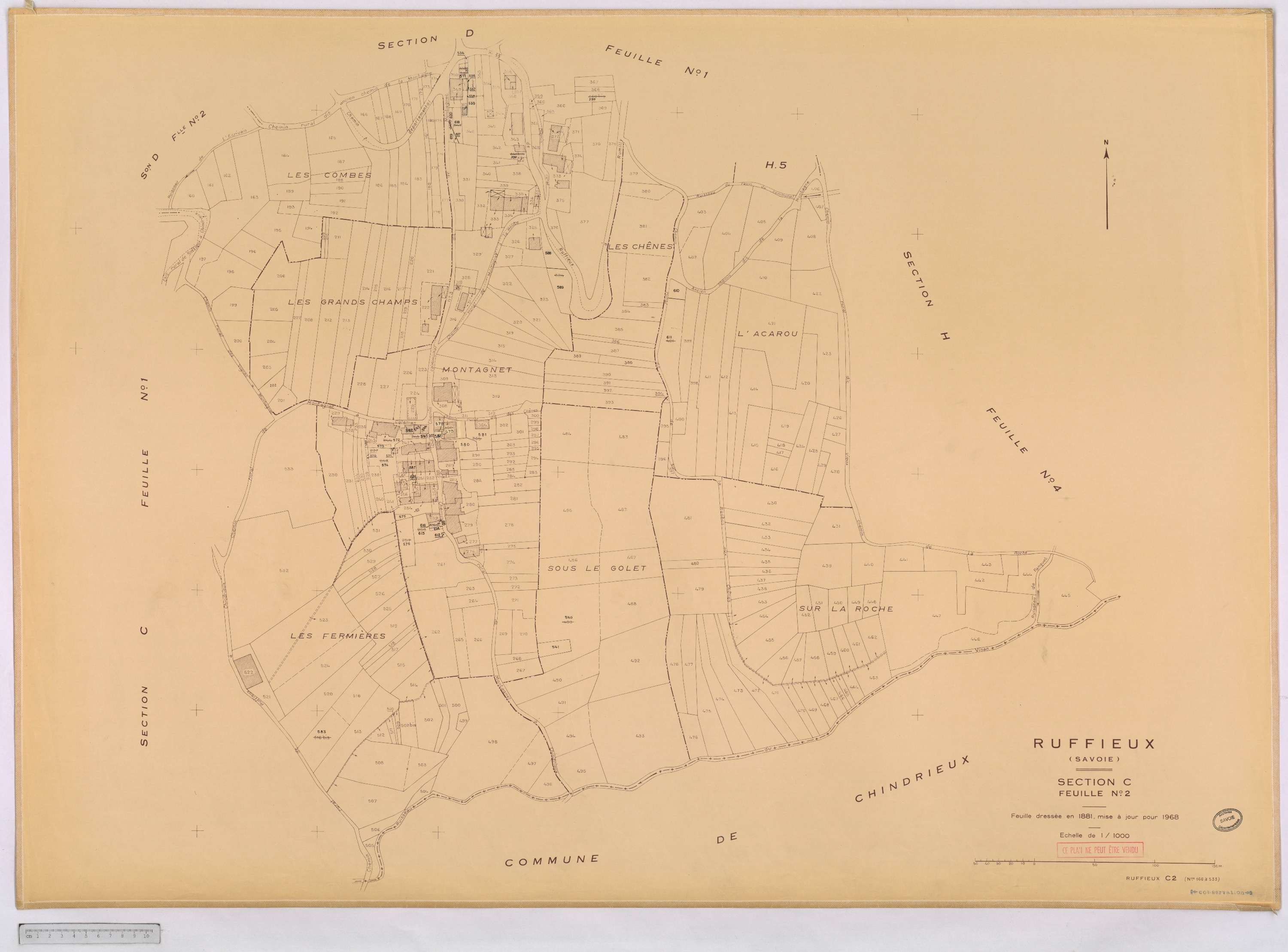 Ruffieux - Cadastre rénové, version définitive (1968).