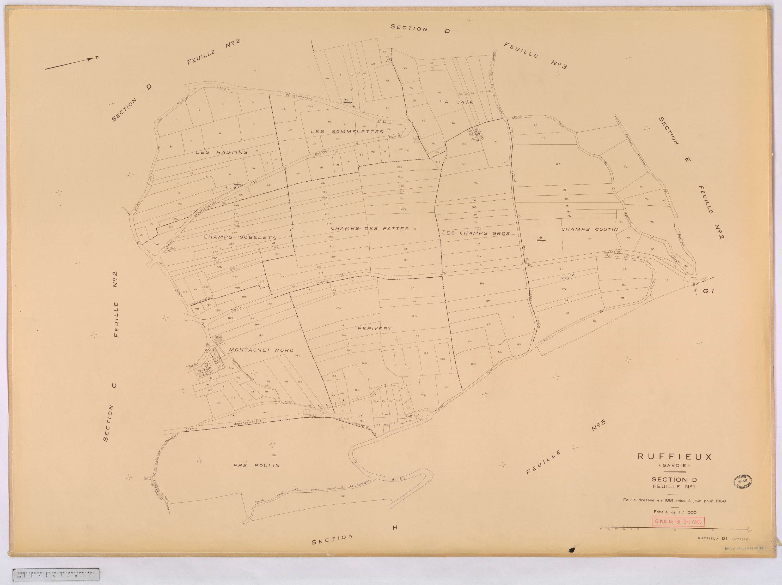 Ruffieux - Cadastre rénové, version définitive (1968).