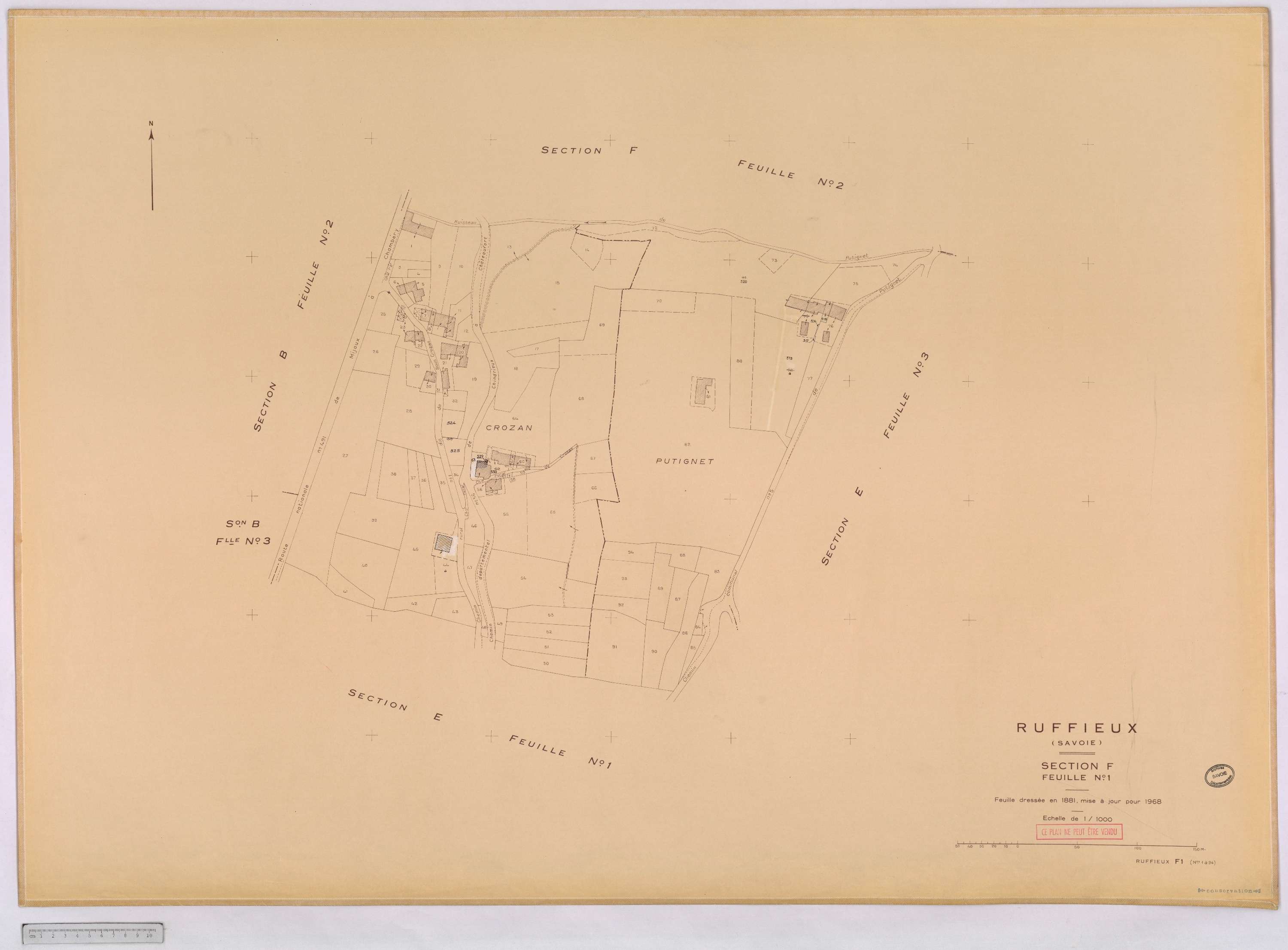Ruffieux - Cadastre rénové, version définitive (1968).