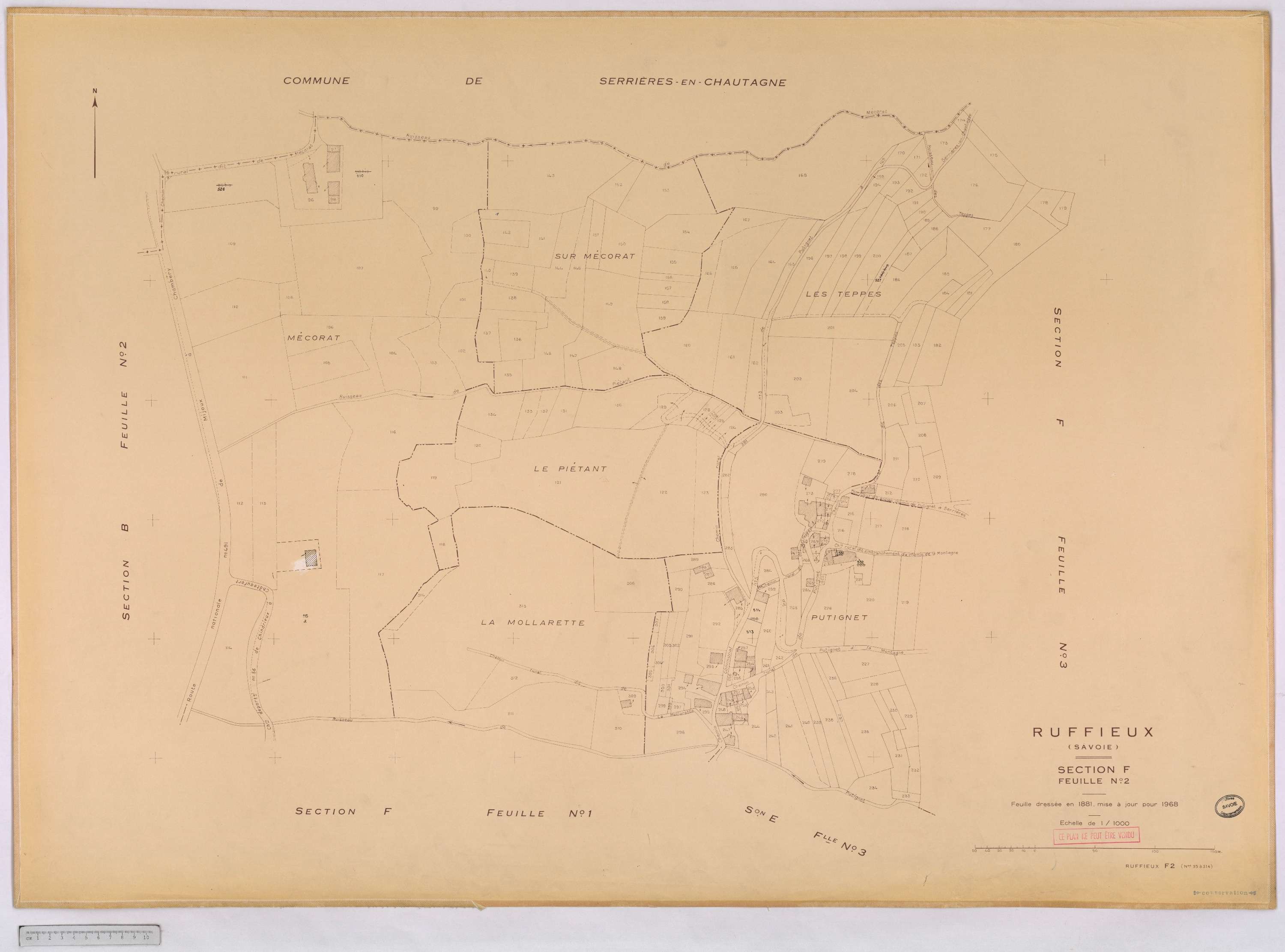 Ruffieux - Cadastre rénové, version définitive (1968).