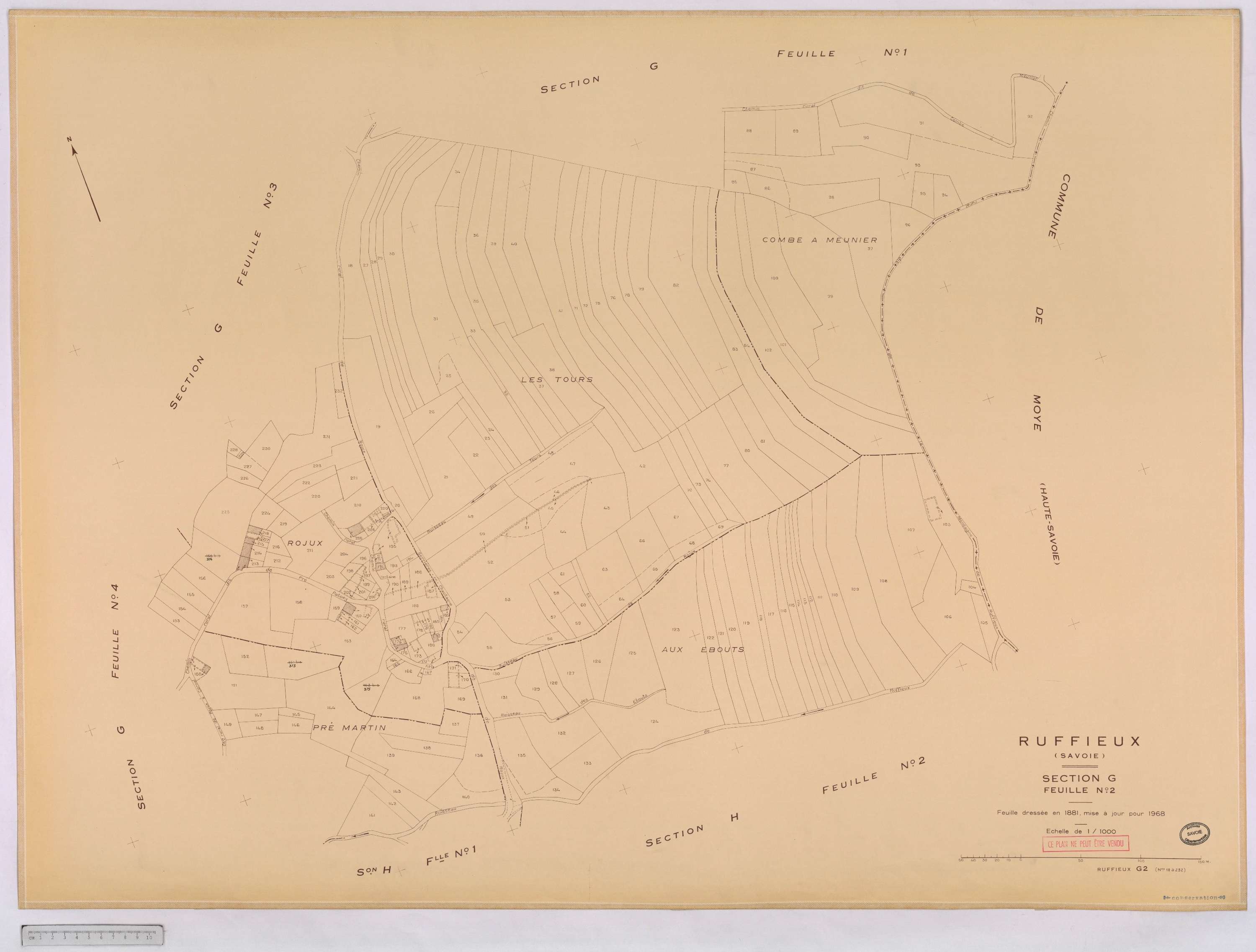 Ruffieux - Cadastre rénové, version définitive (1968).