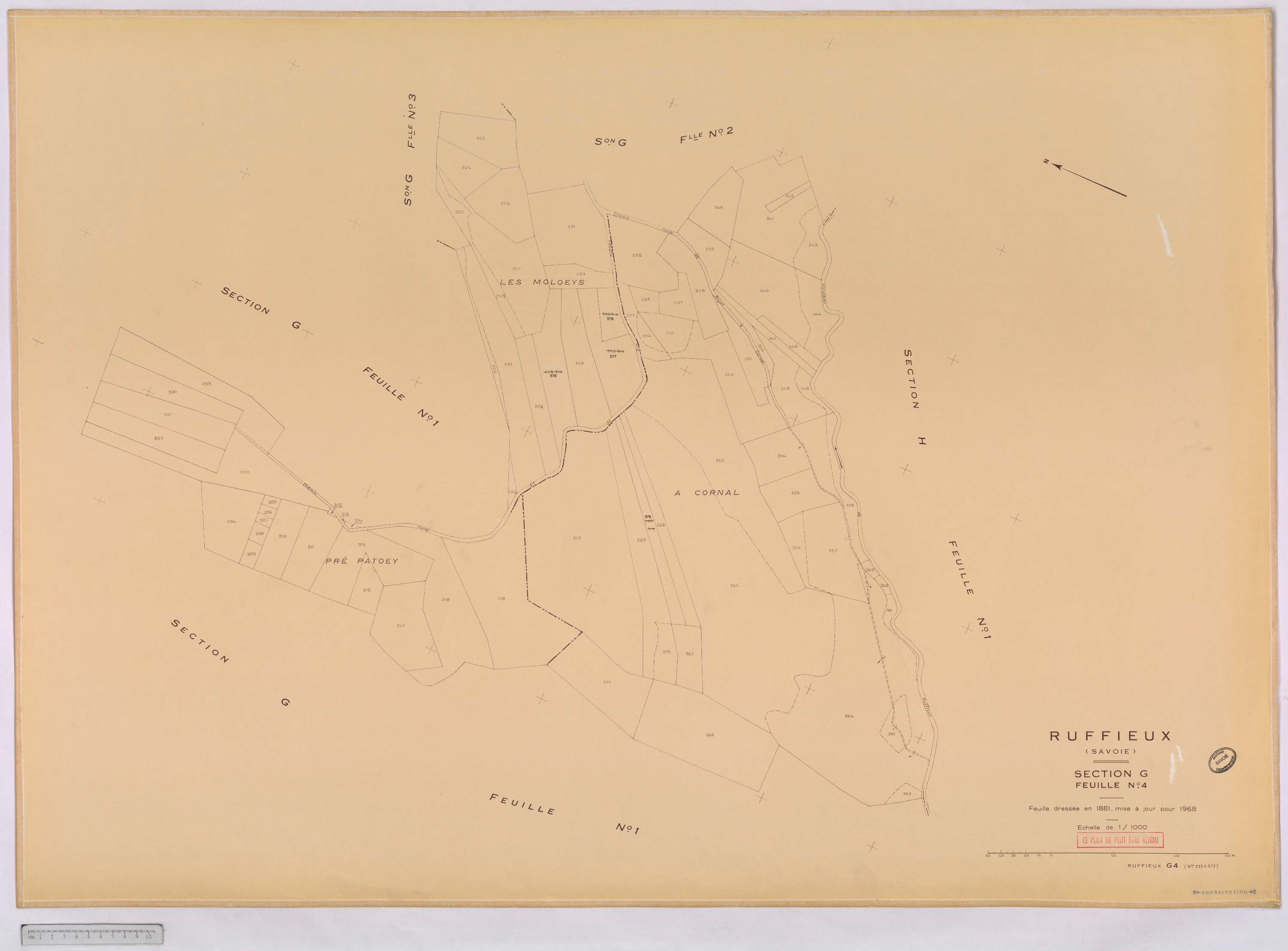 Ruffieux - Cadastre rénové, version définitive (1968).