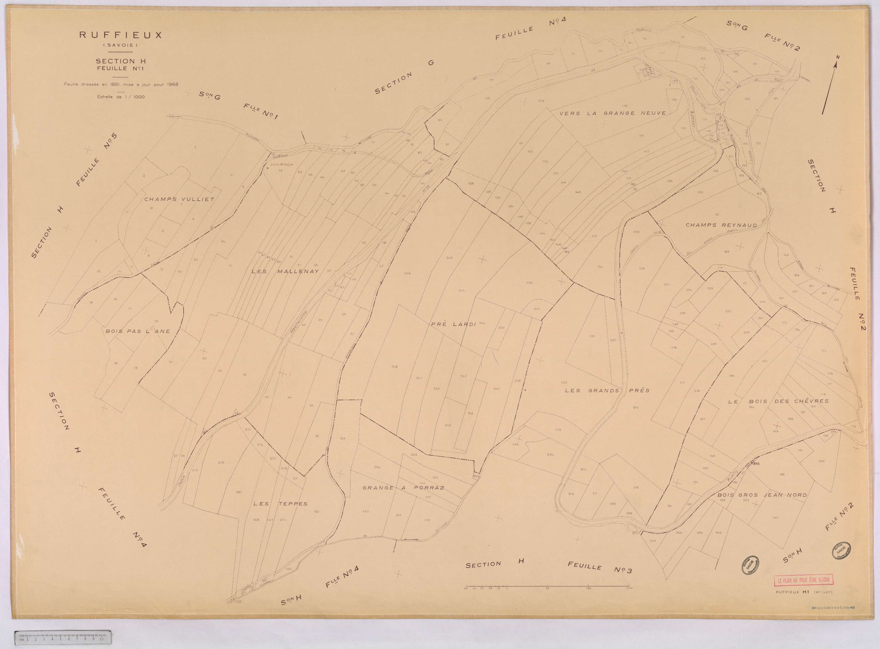 Ruffieux - Cadastre rénové, version définitive (1968).