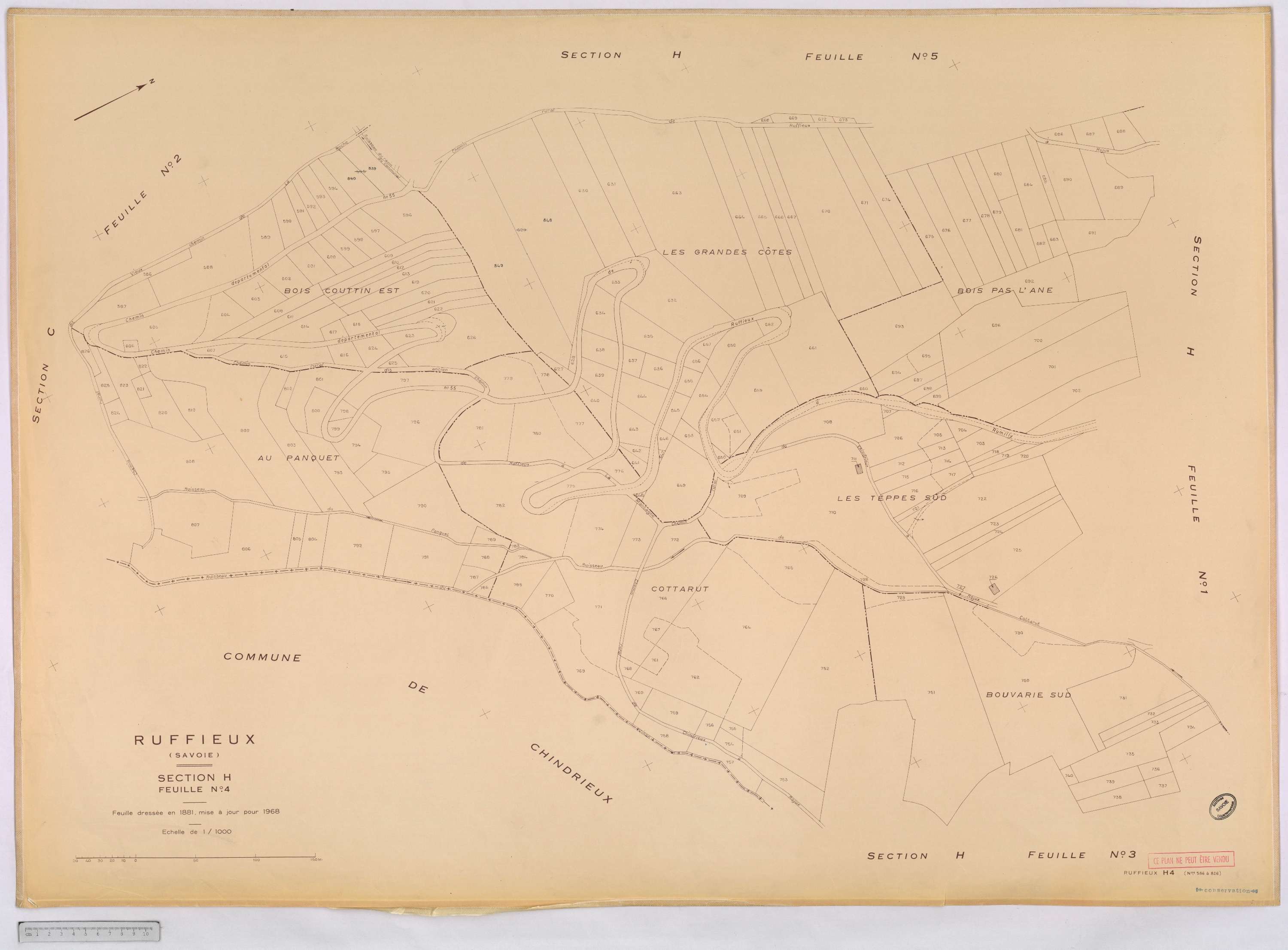 Ruffieux - Cadastre rénové, version définitive (1968).