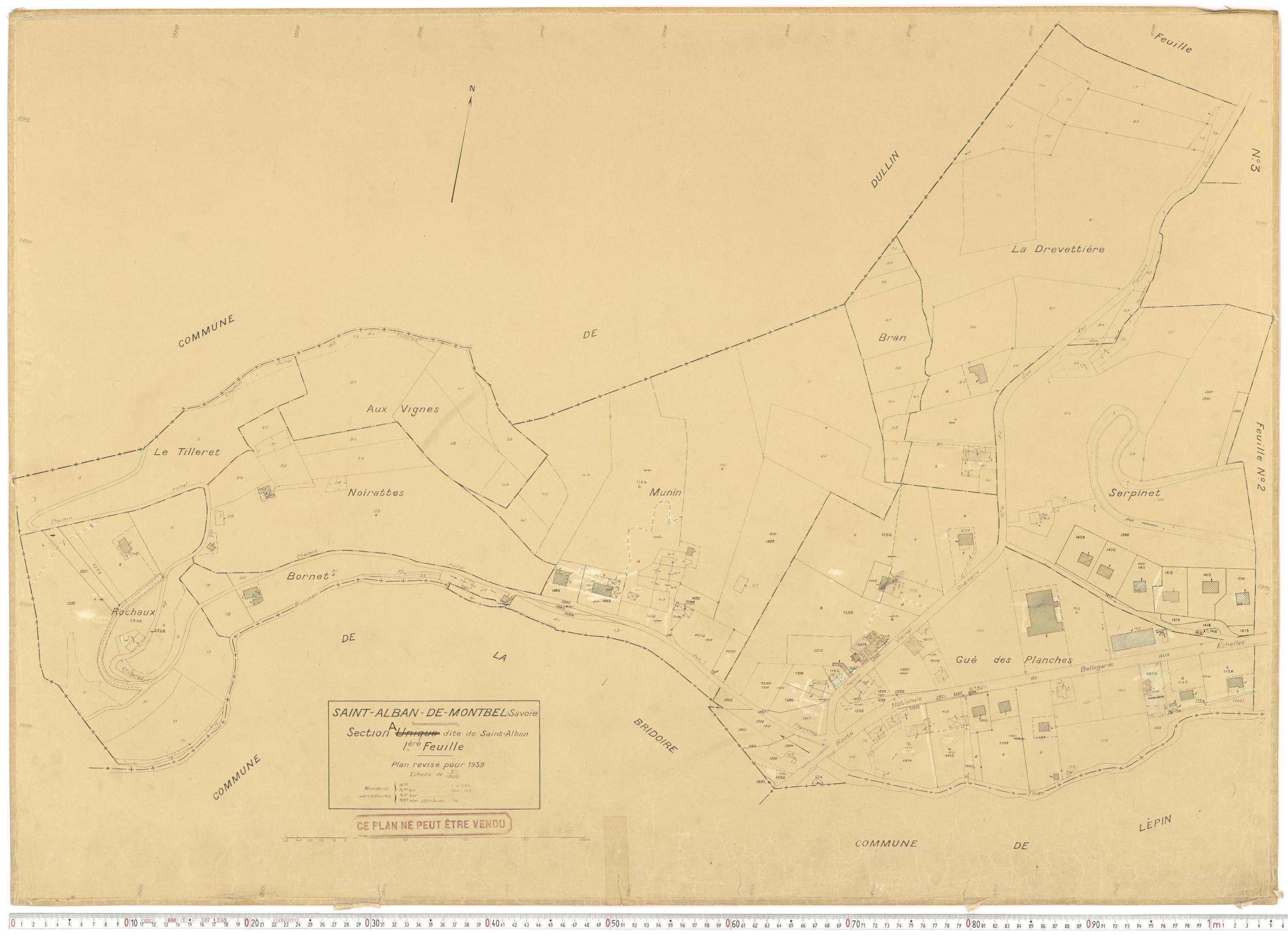 Saint-Alban-de-Montbel - Plans cadastraux du cadastre rénové en 1939 et mis à jour en 1988.