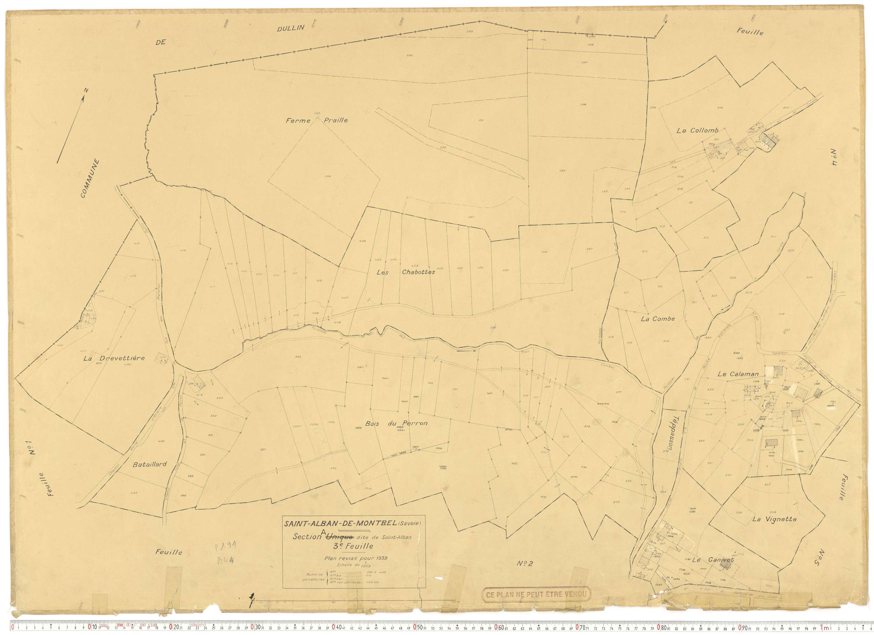 Saint-Alban-de-Montbel - Plans cadastraux du cadastre rénové en 1939 et mis à jour en 1988.