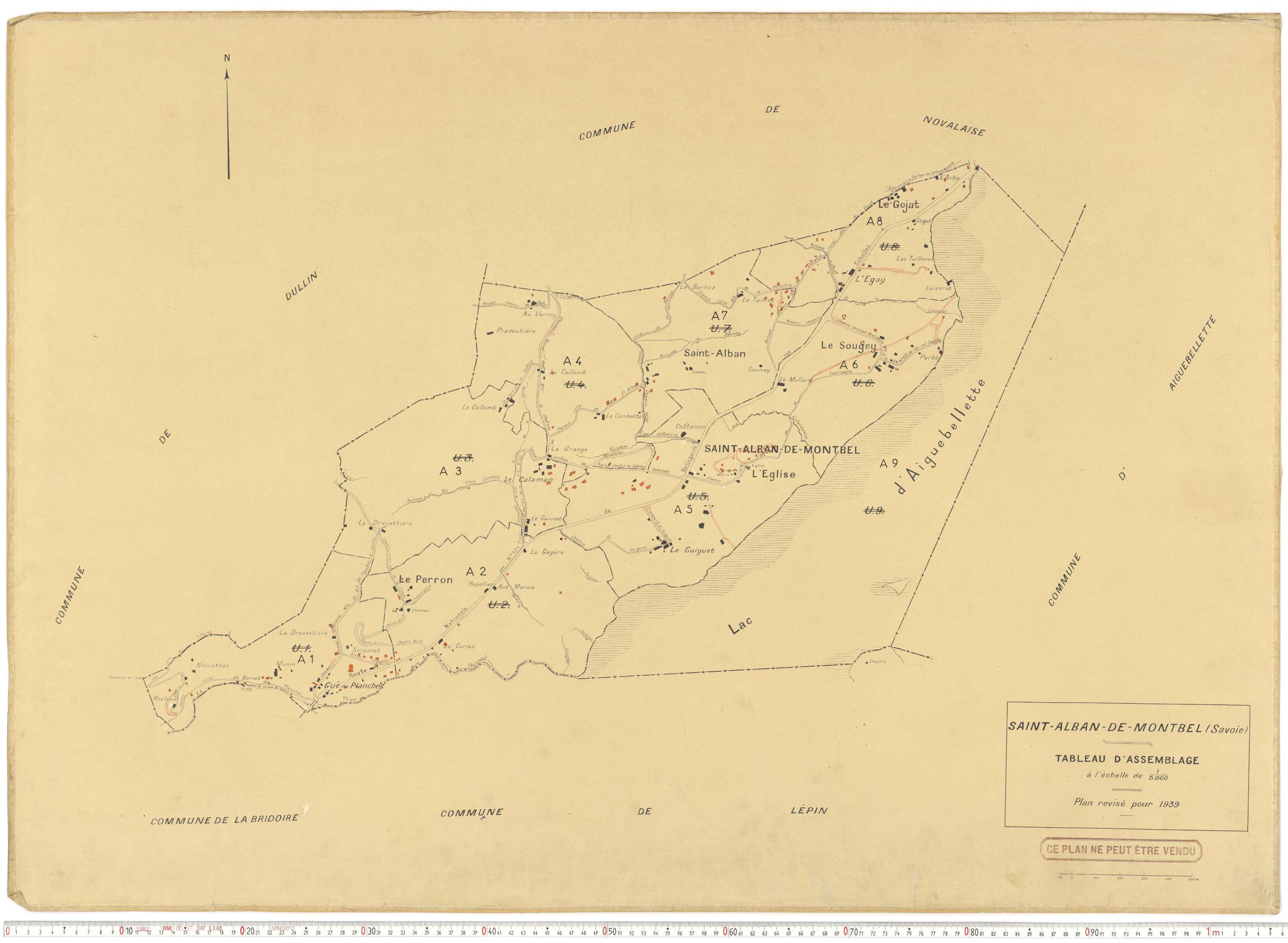 Saint-Alban-de-Montbel - Plans cadastraux du cadastre rénové en 1939 et mis à jour en 1988.