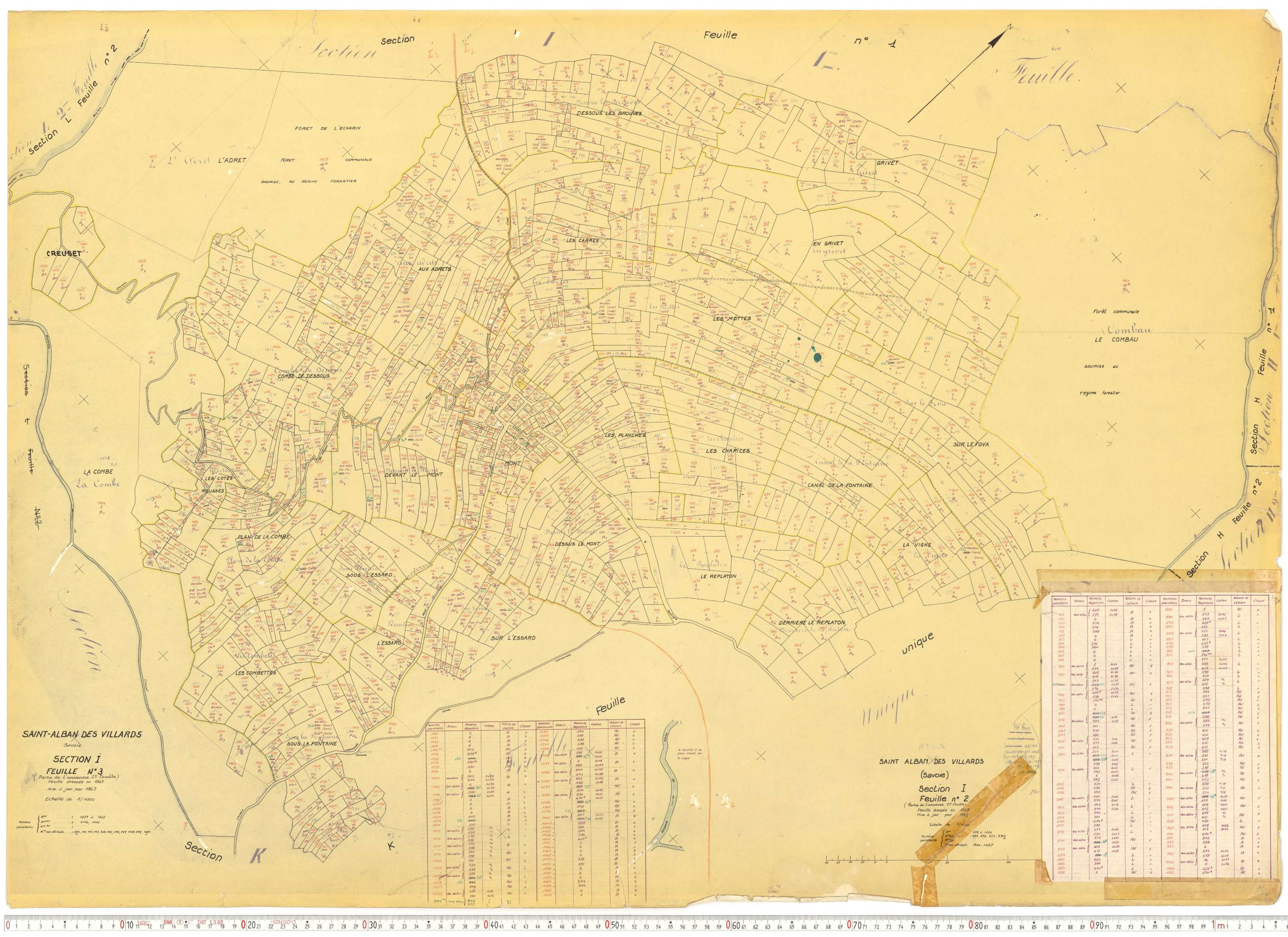 Saint-Alban-des-Villards - Plans cadastraux du cadastre rénové, version de travail.