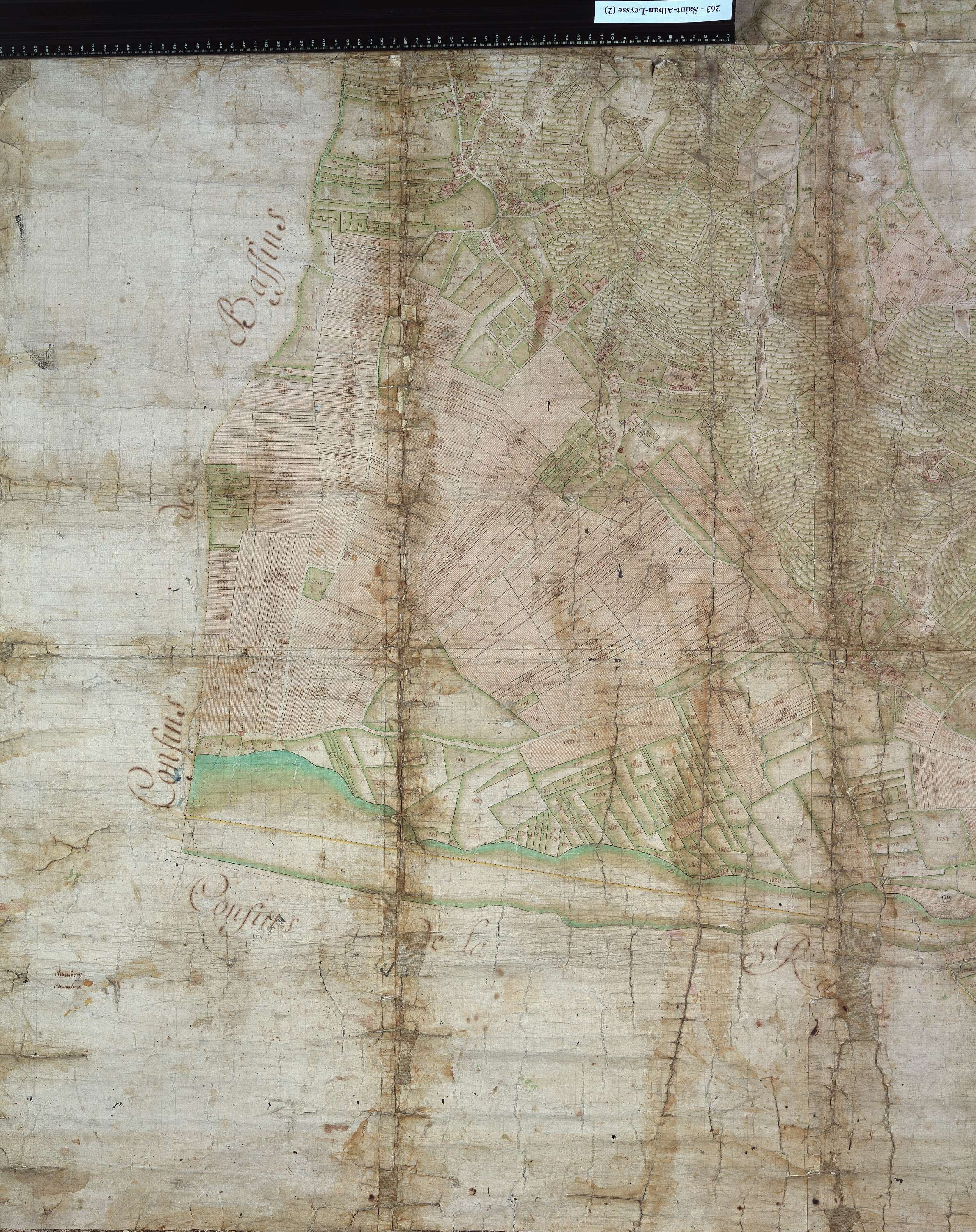 Saint-Alban-Leysse - Copie de la mappe originale (plan cadastral) de la commune de Saint-Alban près Chambéry. Signée Cocelli, directeur de la péréquation générale.