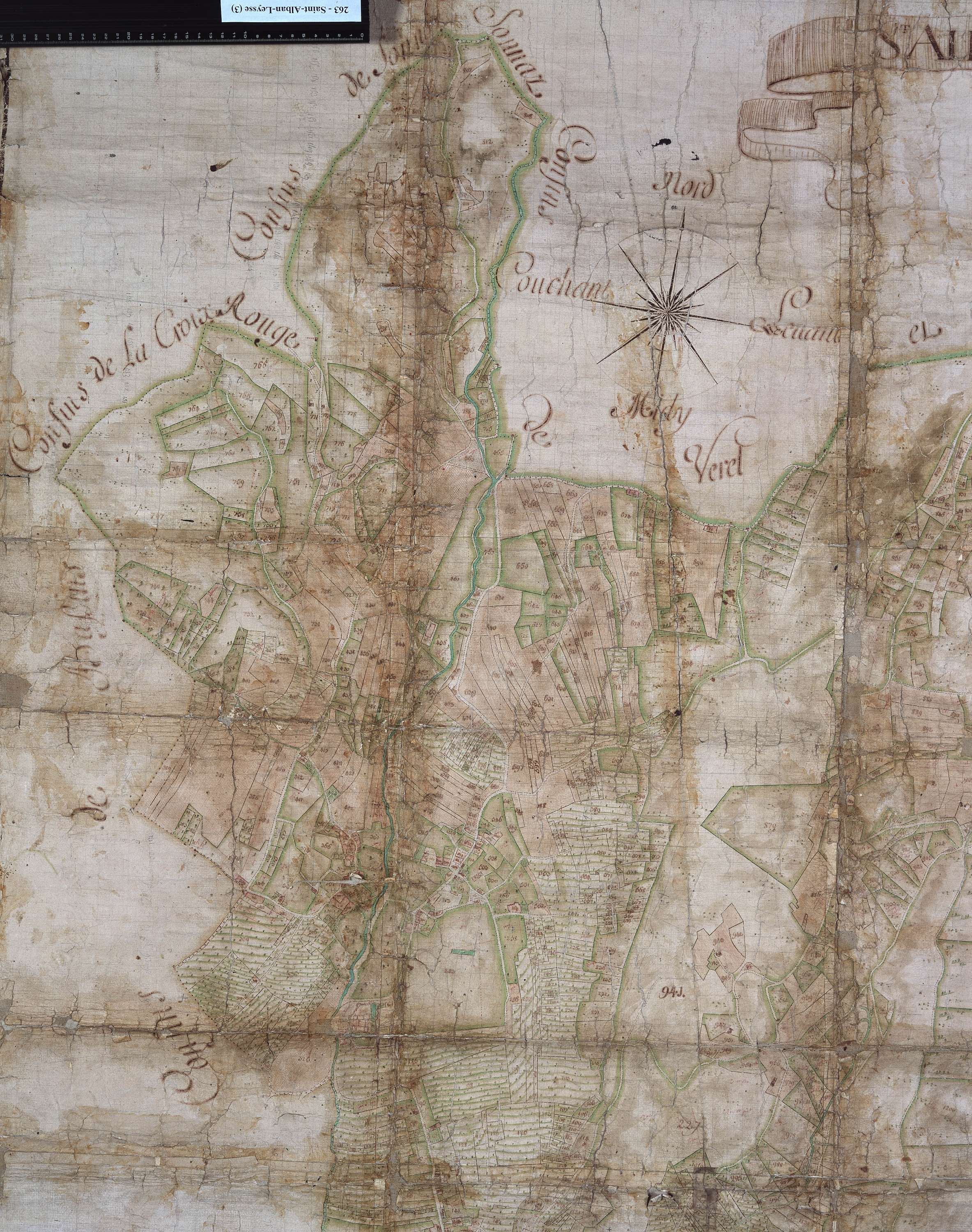 Saint-Alban-Leysse - Copie de la mappe originale (plan cadastral) de la commune de Saint-Alban près Chambéry. Signée Cocelli, directeur de la péréquation générale.