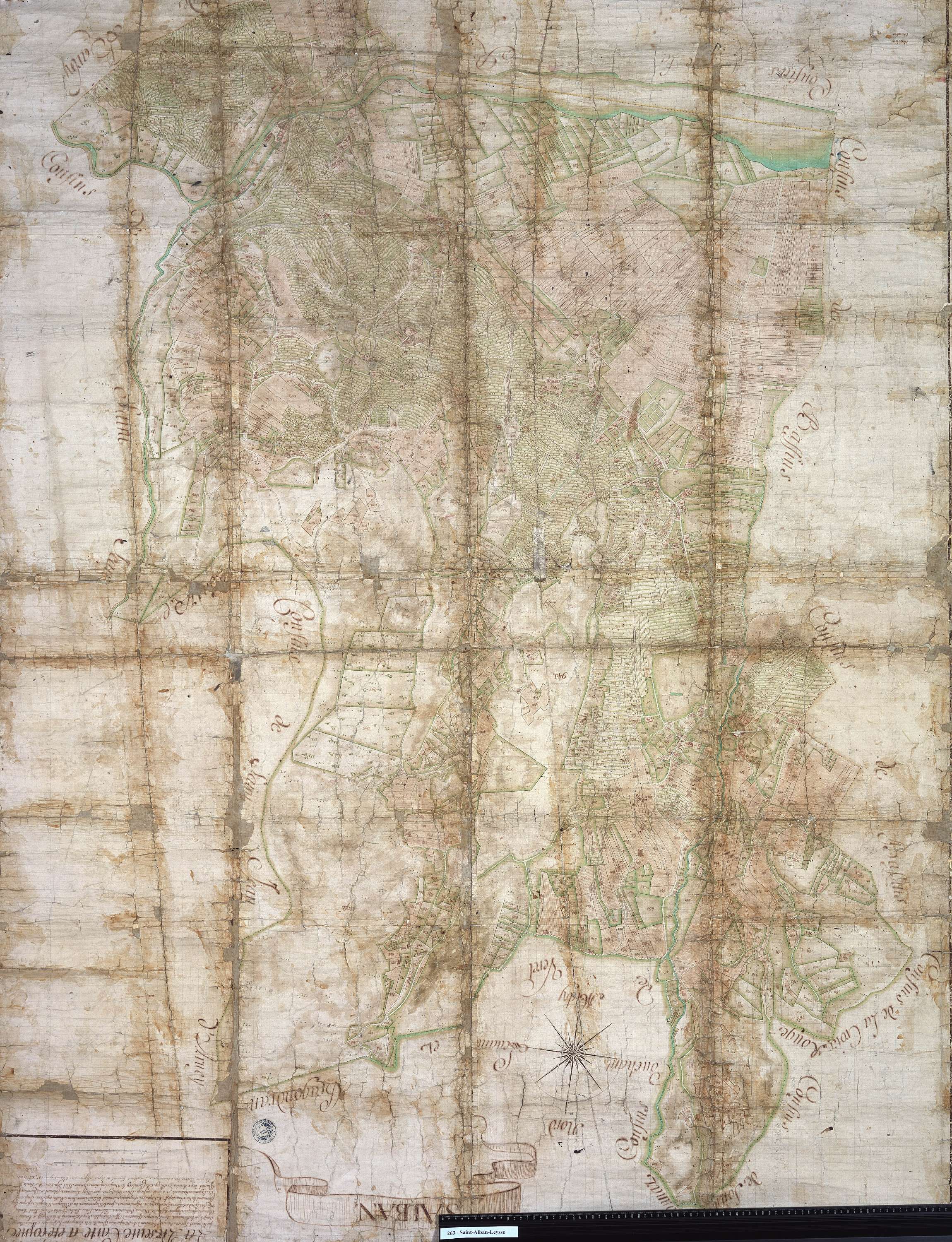 Saint-Alban-Leysse - Copie de la mappe originale (plan cadastral) de la commune de Saint-Alban près Chambéry. Signée Cocelli, directeur de la péréquation générale.