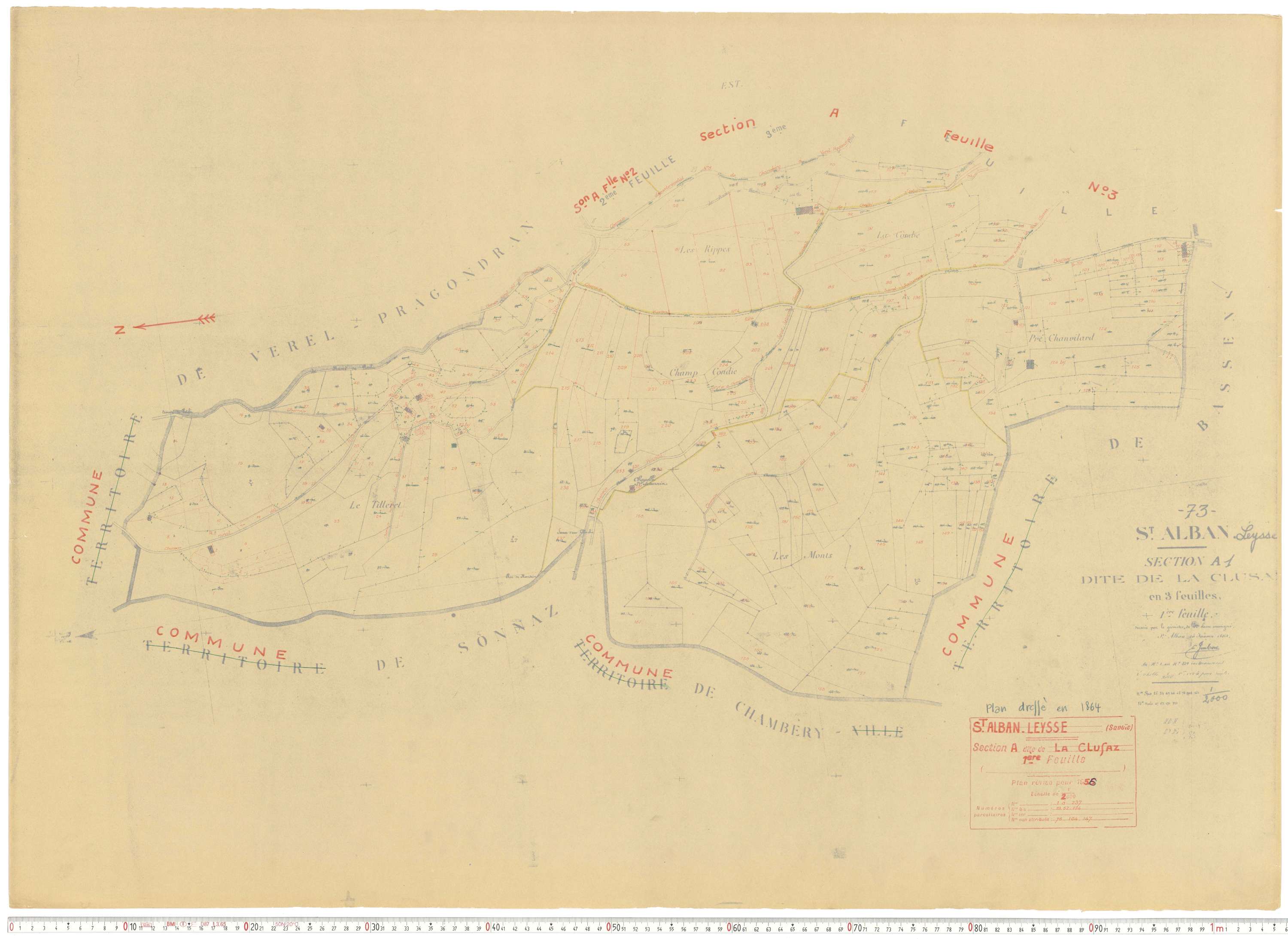 Saint-Alban-Leysse - Cadastre rénové, section A, B, C manuscrites (1956).